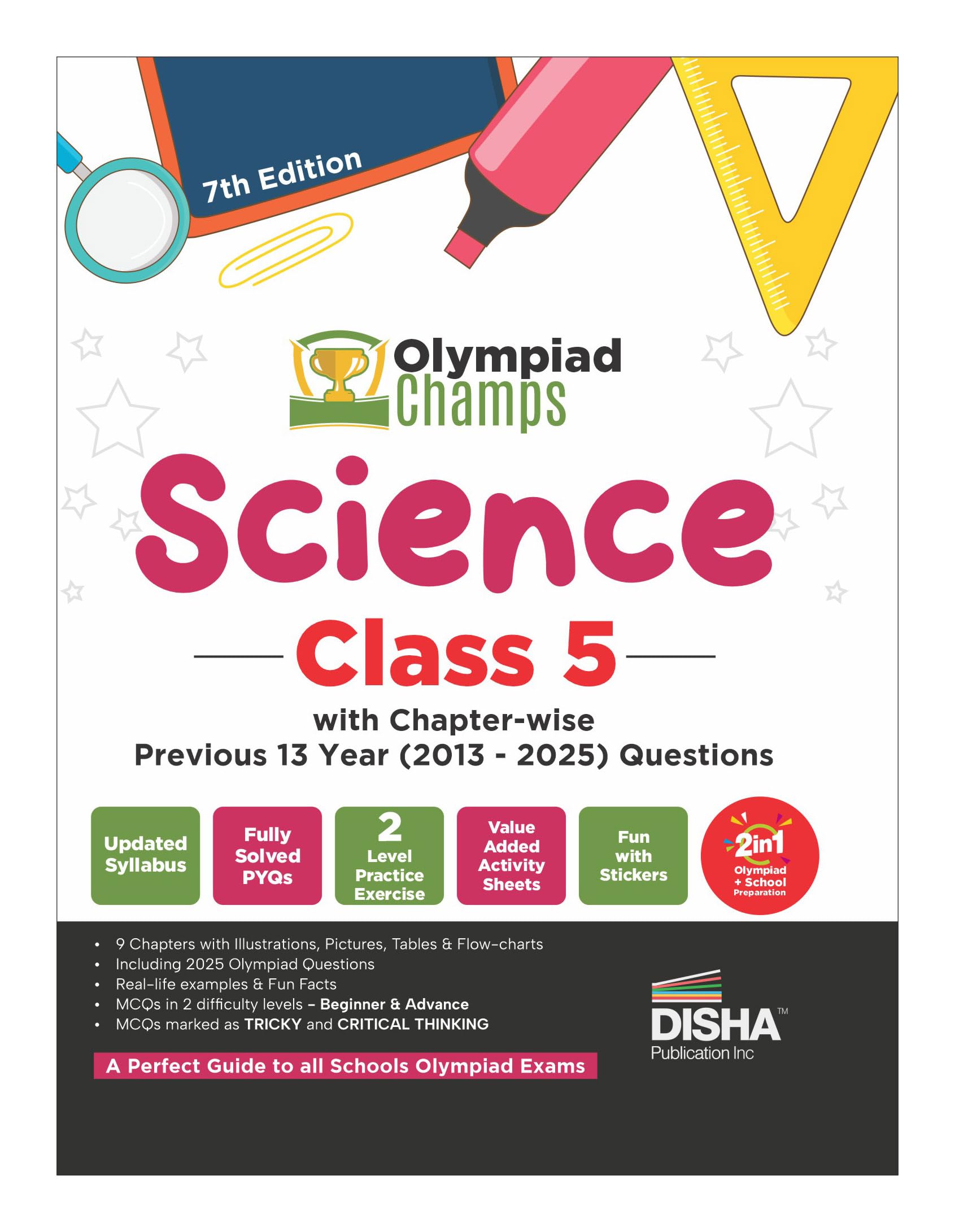 Disha Olympiad Champs Science Class 5 With ChapterWise Previous 13 Year (2013  2025) Questions 7Th Edition | 2026  27 Exam | 