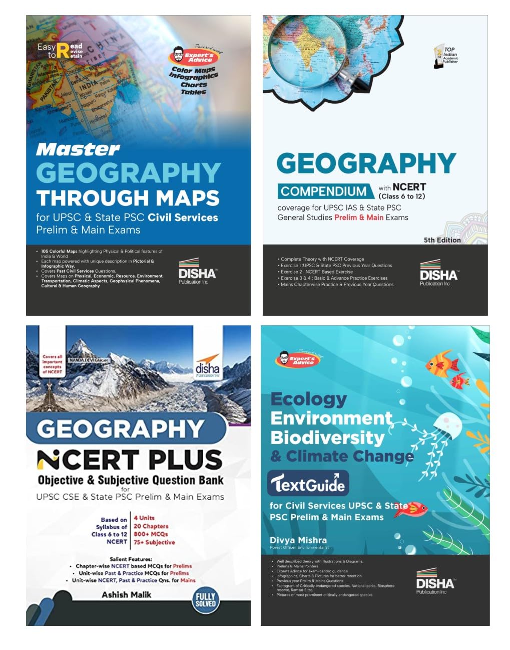 Combo (set of 4 Books) Complete Geography, Ecology & Environment for UPSC IAS & State PSC General Studies Civil Services Prelim 