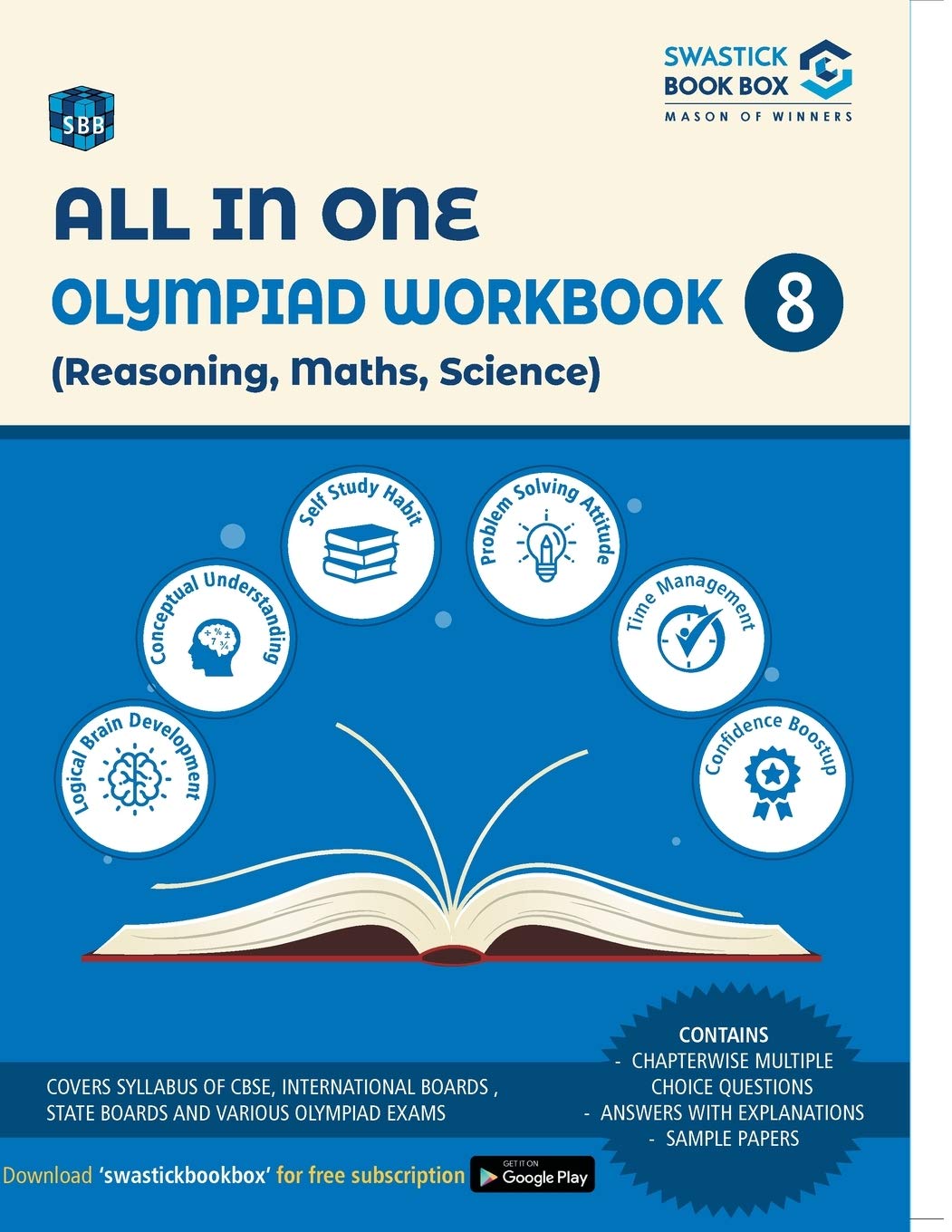 All in One Olympiad Workbok for Reasoning, Math, Science  Class 8