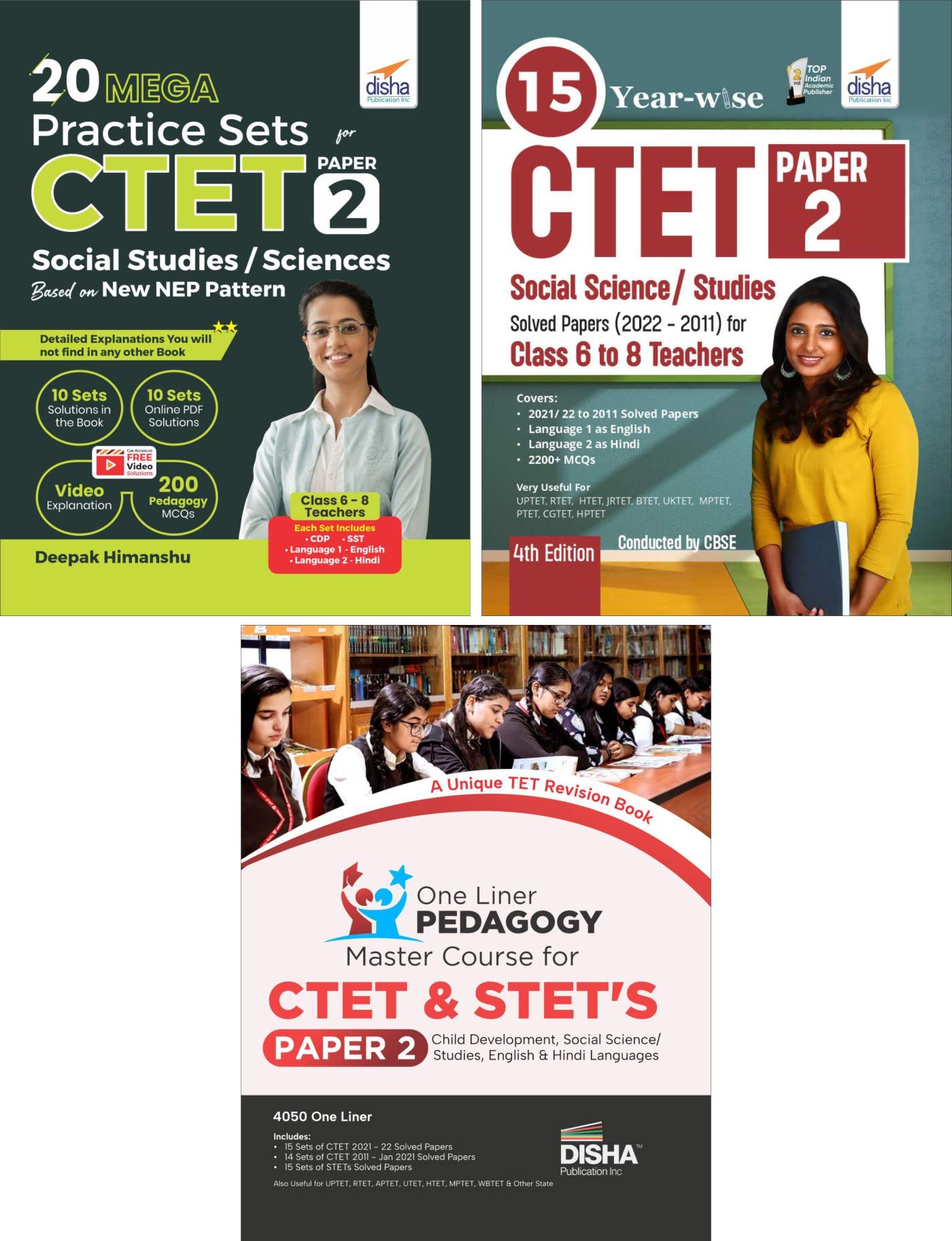 Combo (Set Of 3 Books) Ctet Paper 2 Social Studies & Science  One Liner Pedagogy Master Course With Past 15 YearWise Solved Pa