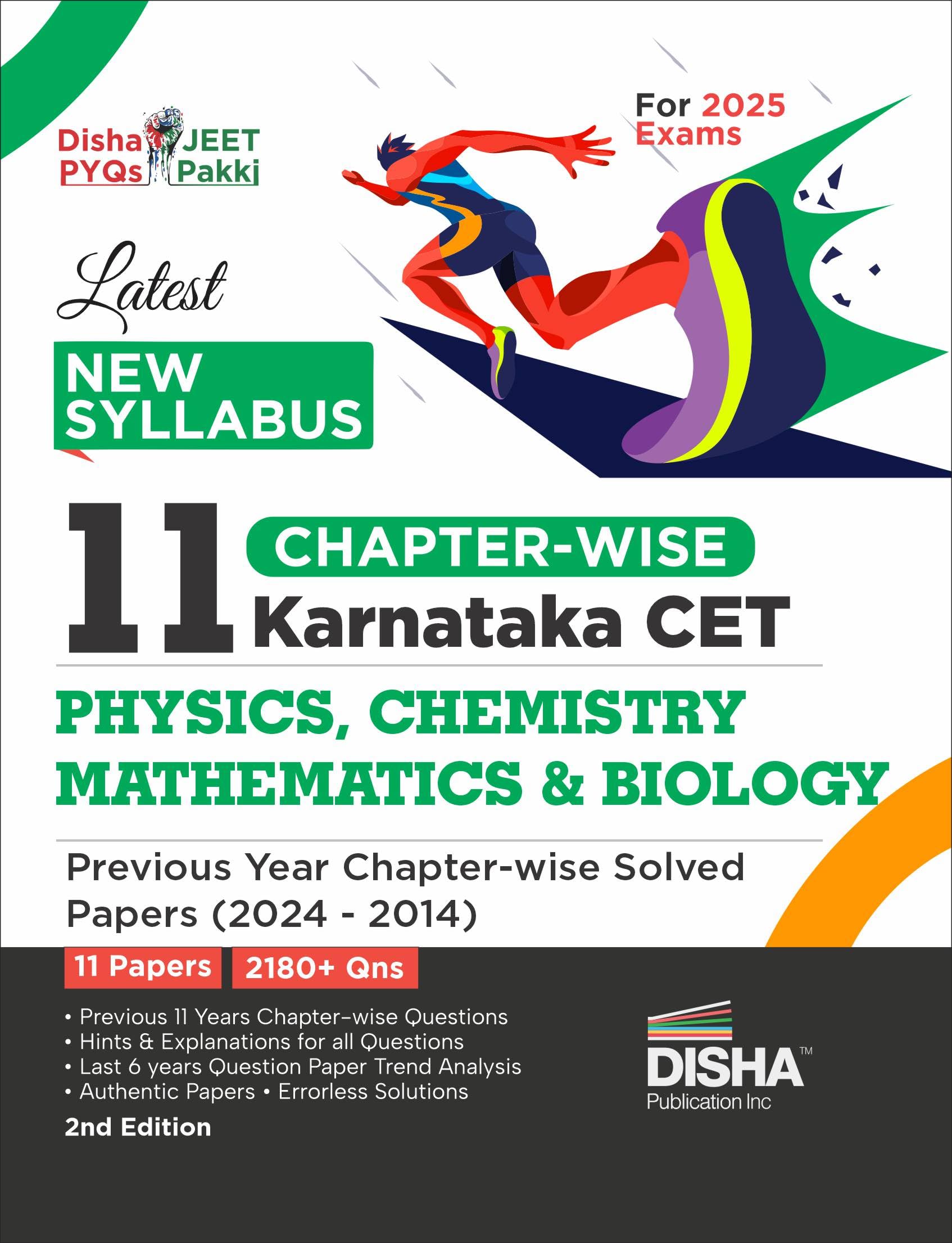 Latest New Syllabus 11 ChapterWise Karnataka Cet Physics, Chemistry, Mathematics & Biology Previous Year Solved Papers (2024  