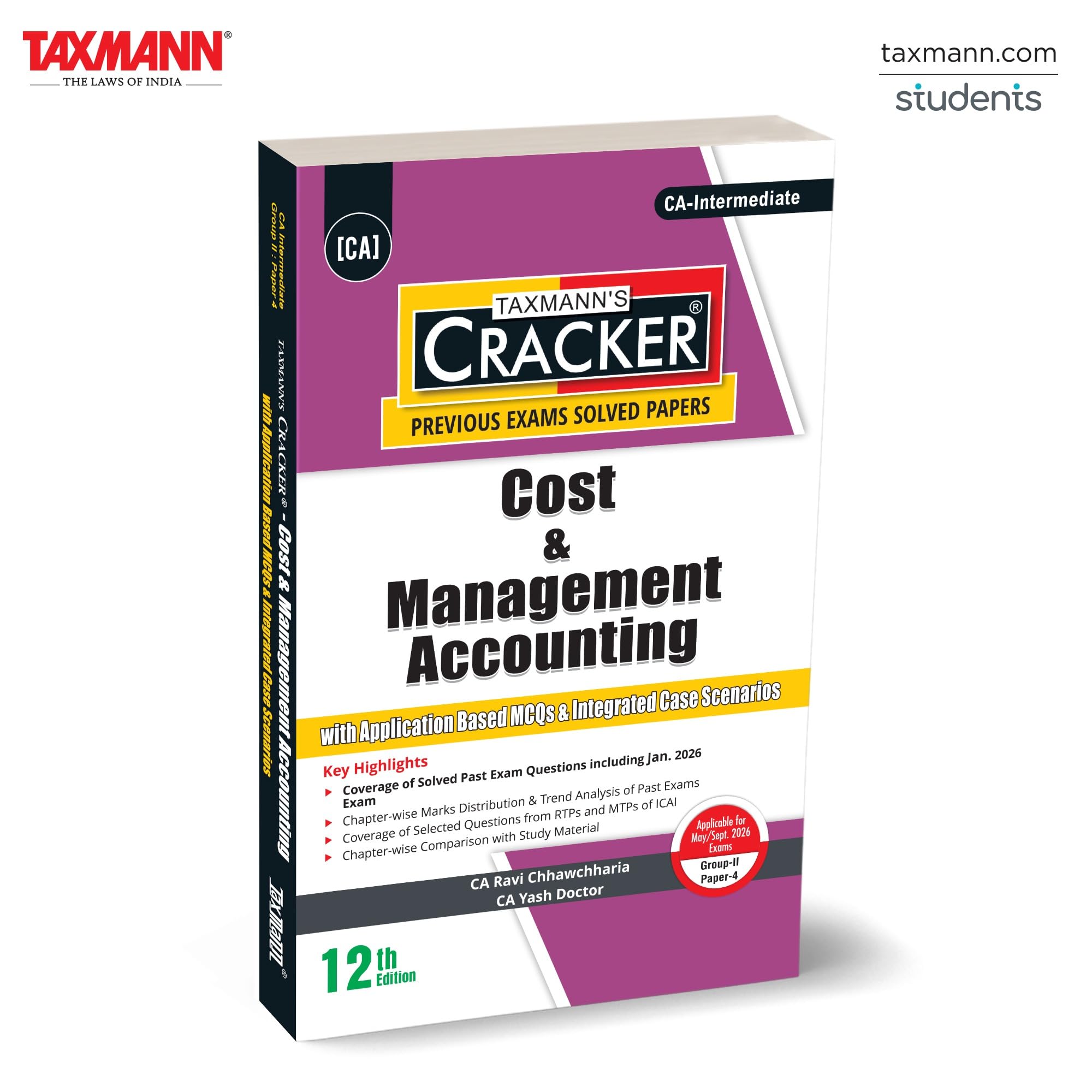 Taxmanns CRACKER for Cost & Management Accounting (Paper 4 | CMA)  Combining Solved Past Papers | Trend Analysis | RTP/MTPs |
