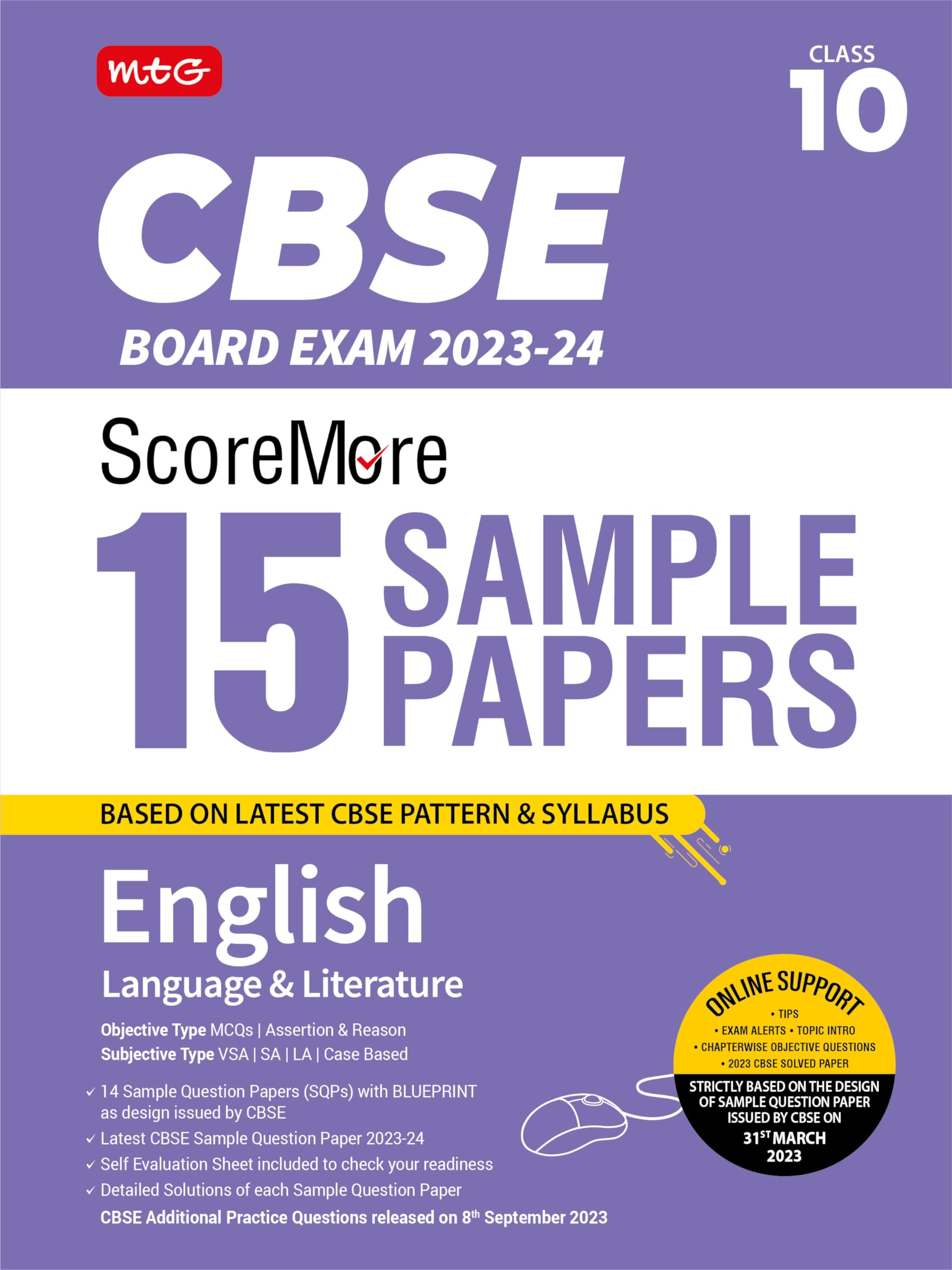 MTG CBSE ScoreMore 15 Sample Question Papers Class 10 English Language and Literature Book For 2024 Board Exam (Based on CBSE La