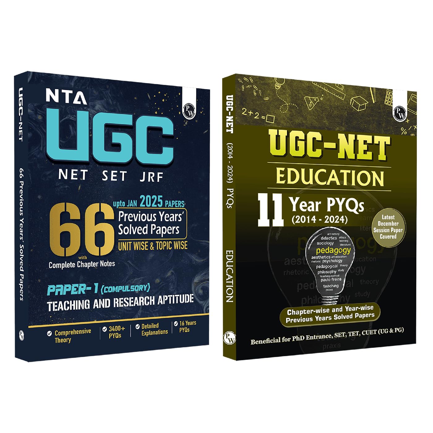 PW NTA 66 UGC NET Paper 1 (Teaching & Research Aptitude) 16 Years PYQs with Complete Chapter Notes + Education (Paper 2) 11 Year