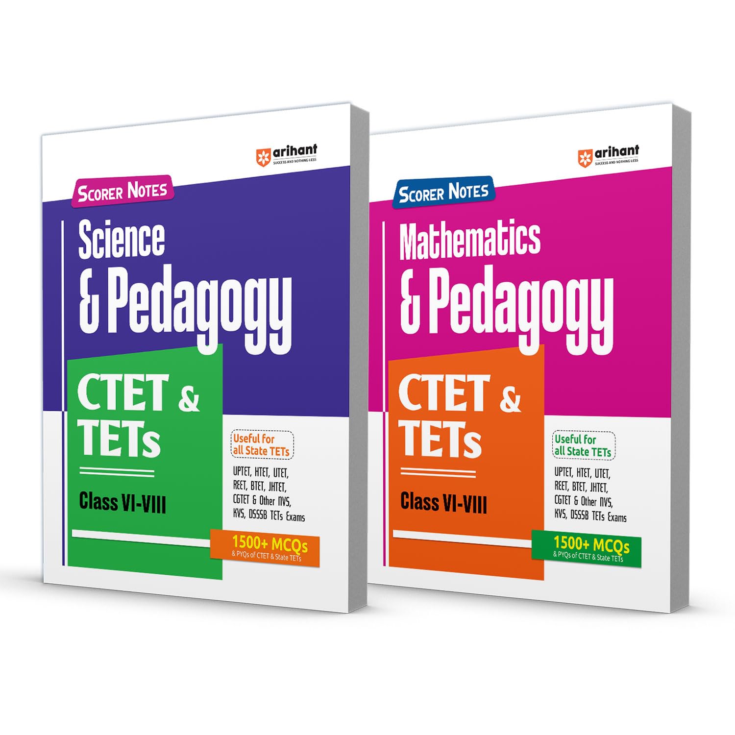 Arihant CTET & TETs 2025 Scorer Notes Mathematics & Pedagogy & Science & Pedagogy Combo | Class VIVIII | English Medium