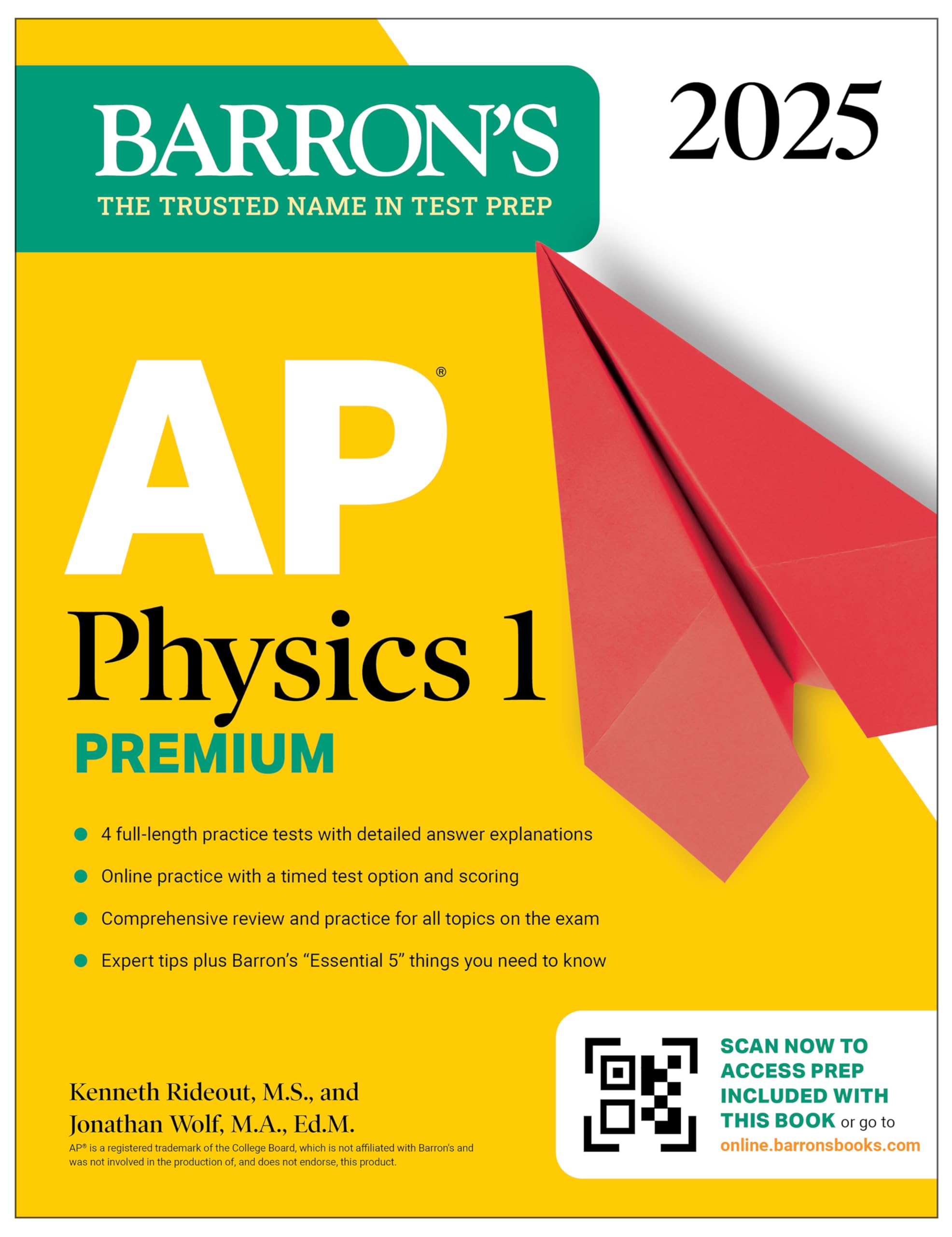 AP Physics 1 Premium, 2025: Prep Book with 4 Practice Tests + Comprehensive Review + Online Practice (Barrons AP Prep)