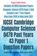 IGCSE Cambridge Computer Science 0478 Past Years 43 Paper 1 Question Papers : Last 7 Year Previous PYQ 20152021
