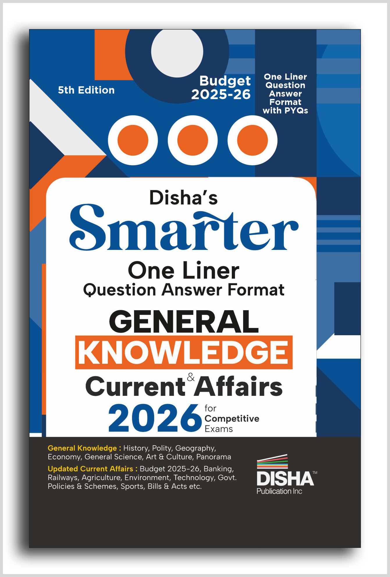 DishaS Smarter One Liner Question Answer Format General Knowledge & Current Affairs 2026 For Competitive Exams 5Th Edition | U