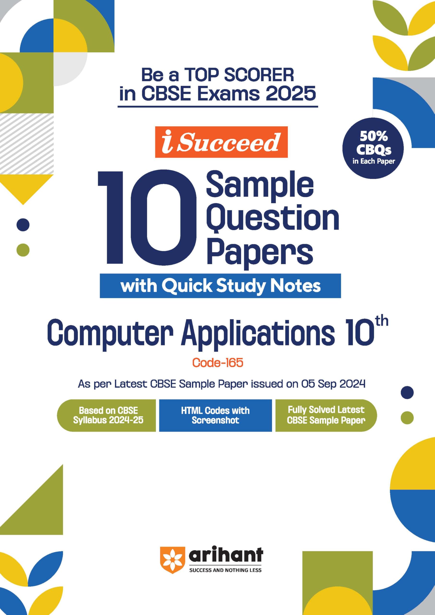 (OLD EDITION) Arihant i Succeed 10 Sample Question Papers for Computer Applications Class 10th