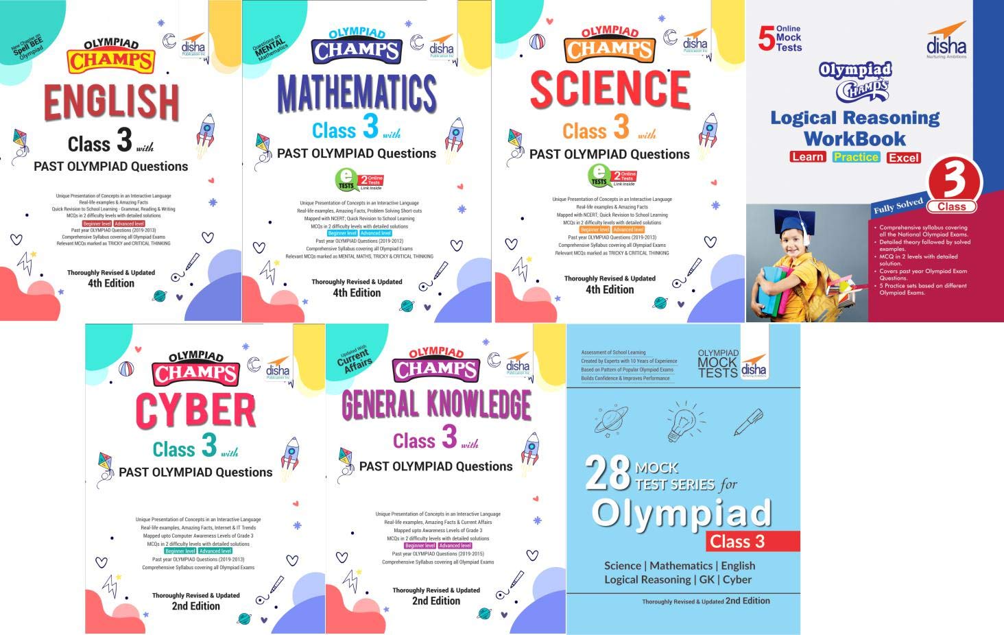 Olympiad Champs Science, Mathematics, English, Logical Reasoning, Cyber & Gk Class 3 With 28 Mock Tests (Set Of 7 Books) 2Nd Edi