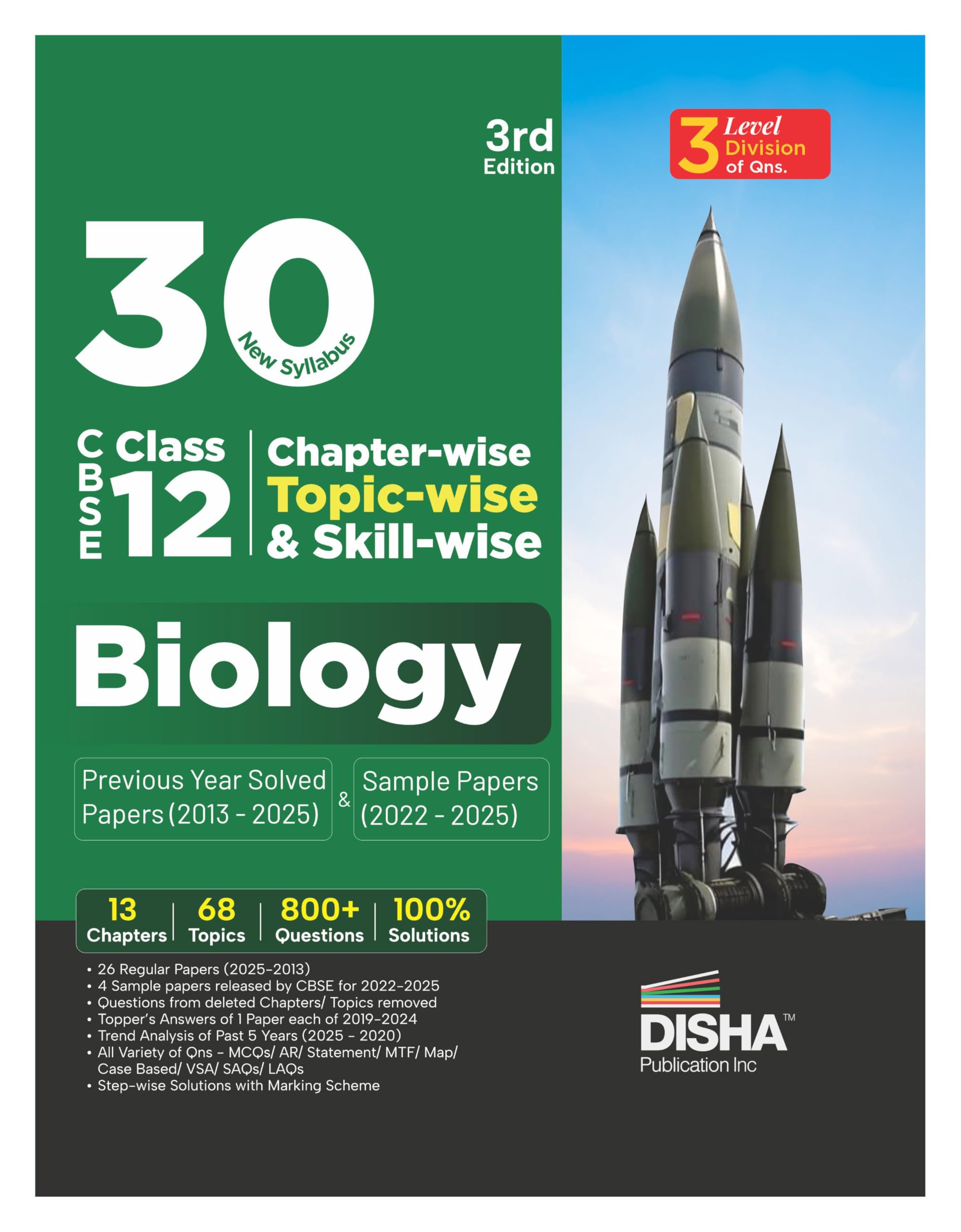 Disha 30 New Syllabus ChapterWise, TopicWise & SkillWise Cbse Class 12 Biology Previous Year Solved Papers (2013  2025) & Sa