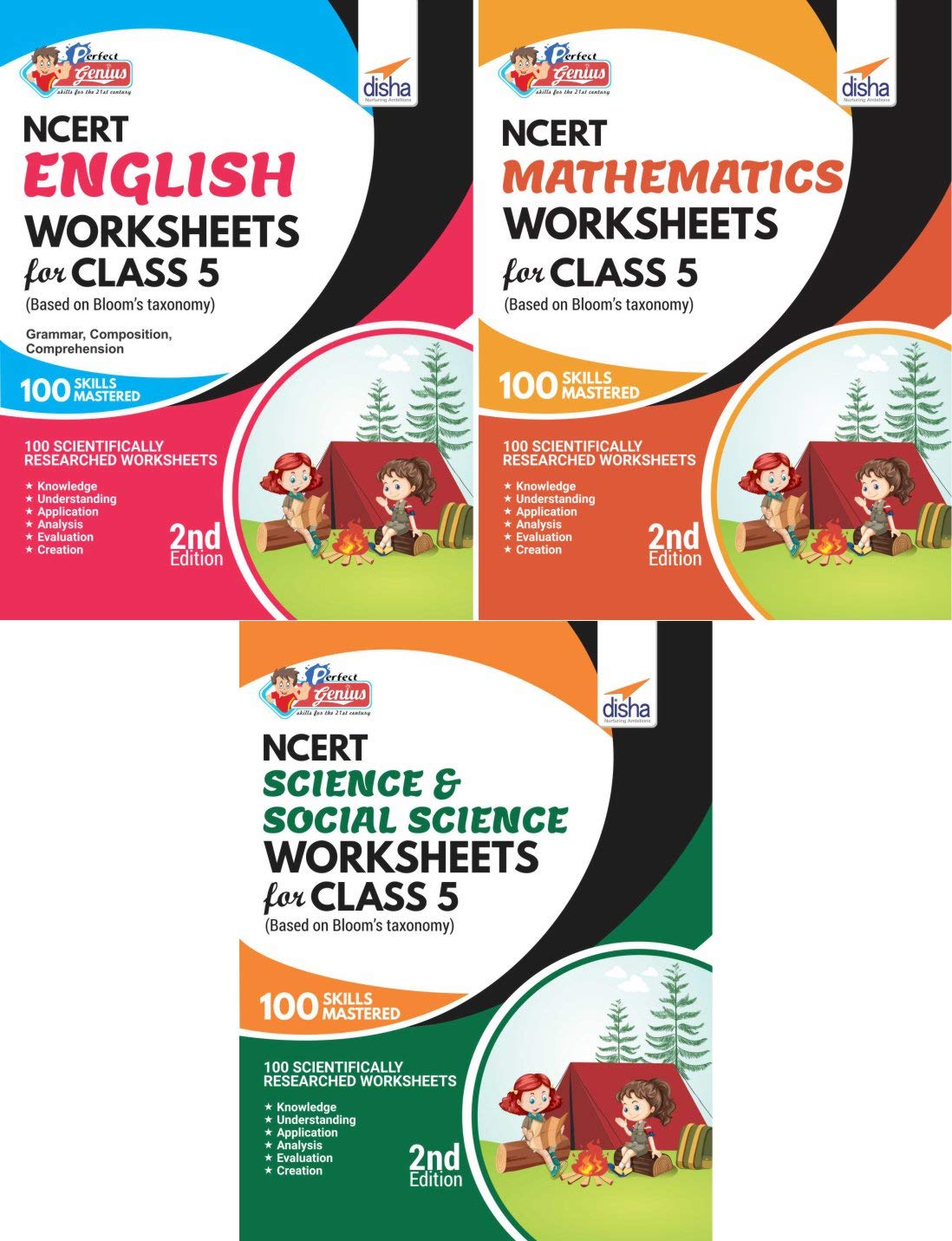 Perfect Genius NCERT English, Mathematics, Science & Social Science Worksheets for Class 5 (based on Blooms taxonomy) 2nd Edit