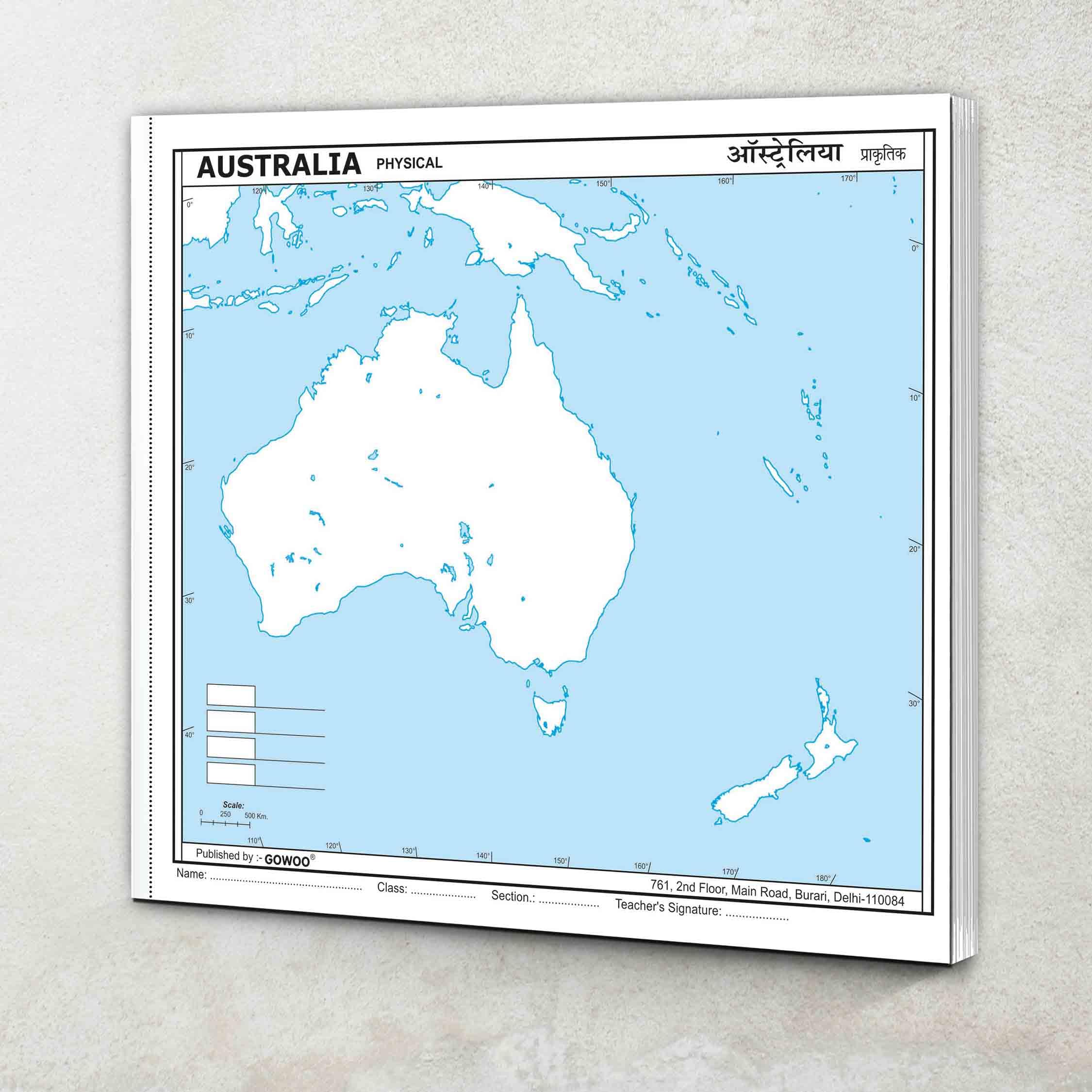 SMALL  100 AUSTRALIA PHYSICAL OUTLINE MAP FOR SCHOOL|Exploring Australia: Compact Physical Outline Map for School