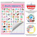 Inikao All In One Spiral Board Chart  Pack Of 14 (Telugu Alphabet) | English Themes + Telugu Varnamala | Preschool Wall Learnin