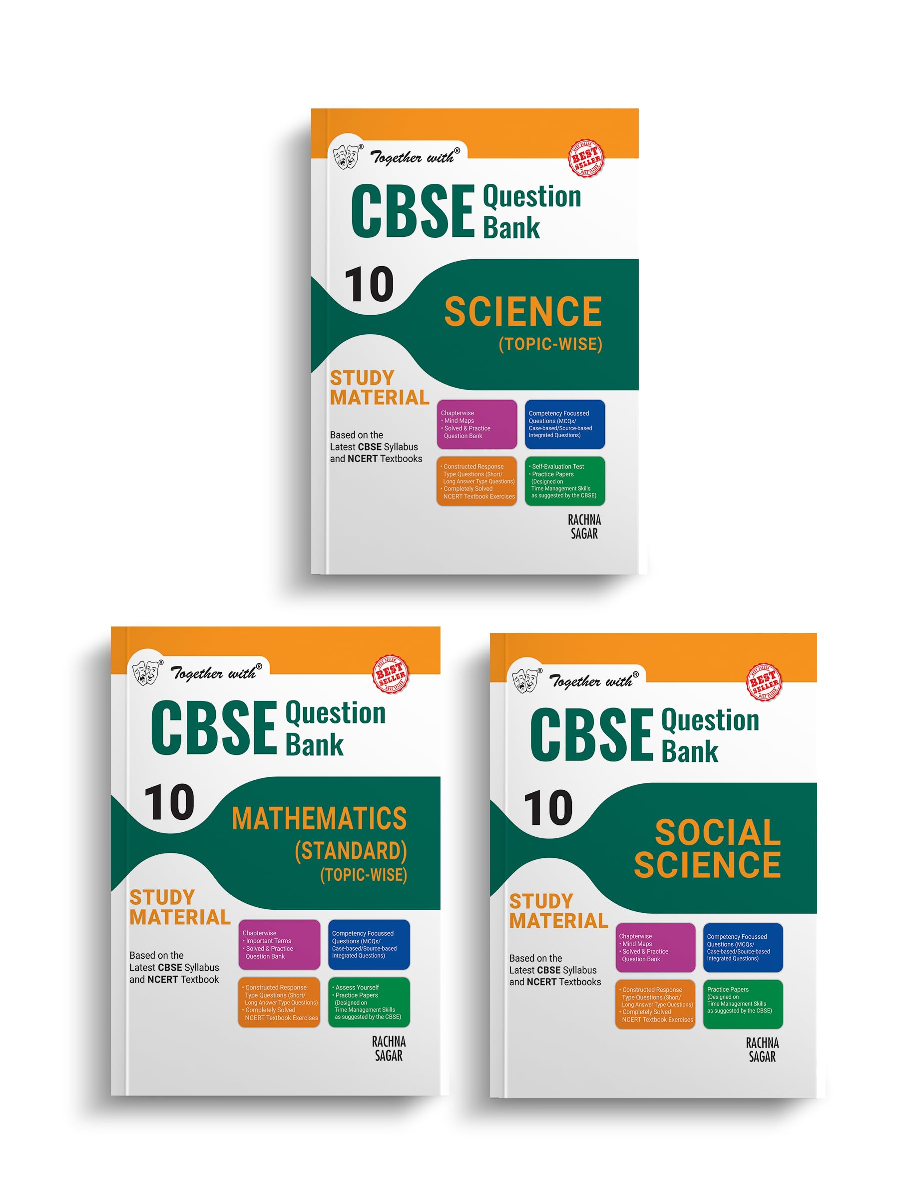 Together with CBSE Science, Mathematics Std & Social Science Class 10 Question Bank Exam 2025 (Set of 3 Books) (Chapterwise & To