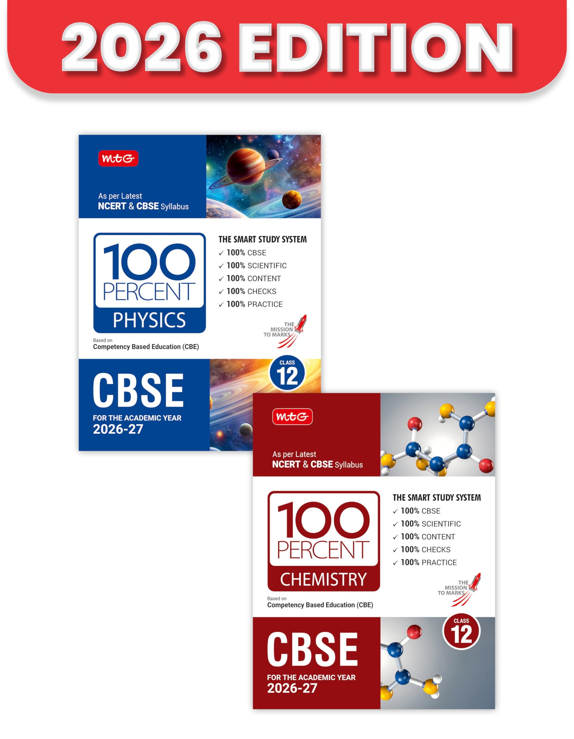 MTG 100 Percent NCERT & CBSE Physics, Chemistry Class 12 For 202627 Exam (Set of 2) | As Per Revised NCERT Textbooks Syllabus |