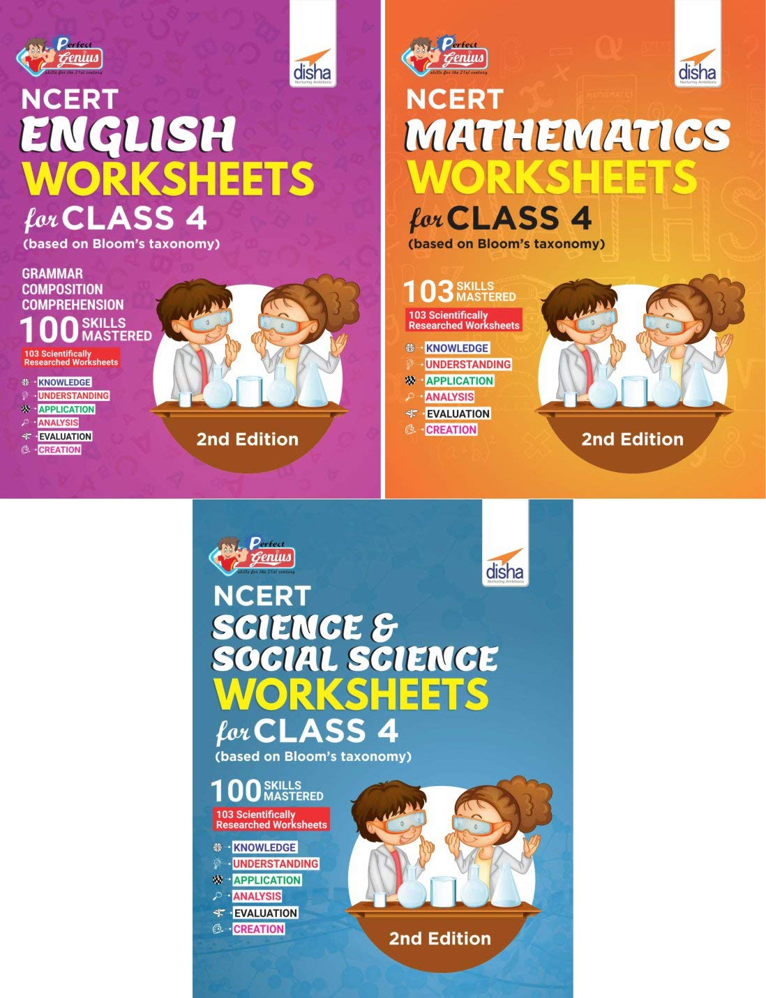Perfect Genius Ncert English, Mathematics, Science & Social Science Worksheets For Class 4 (Based On BloomS Taxonomy) 2Nd Edit