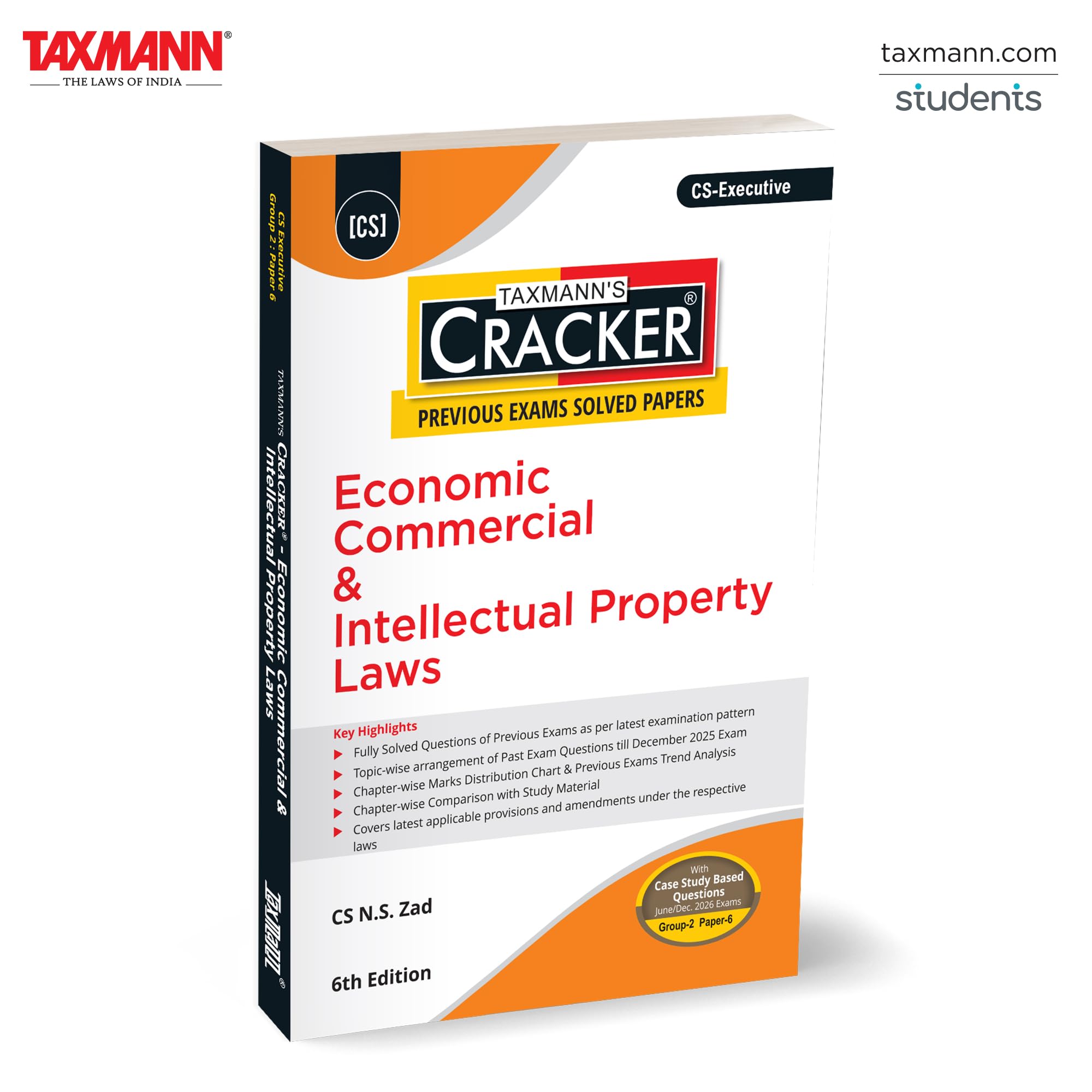 Taxmanns CRACKER for Economic Commercial & Intellectual Property Laws (Paper 6 | ECIPL | EC & IPL)  Past Exam Solved Question