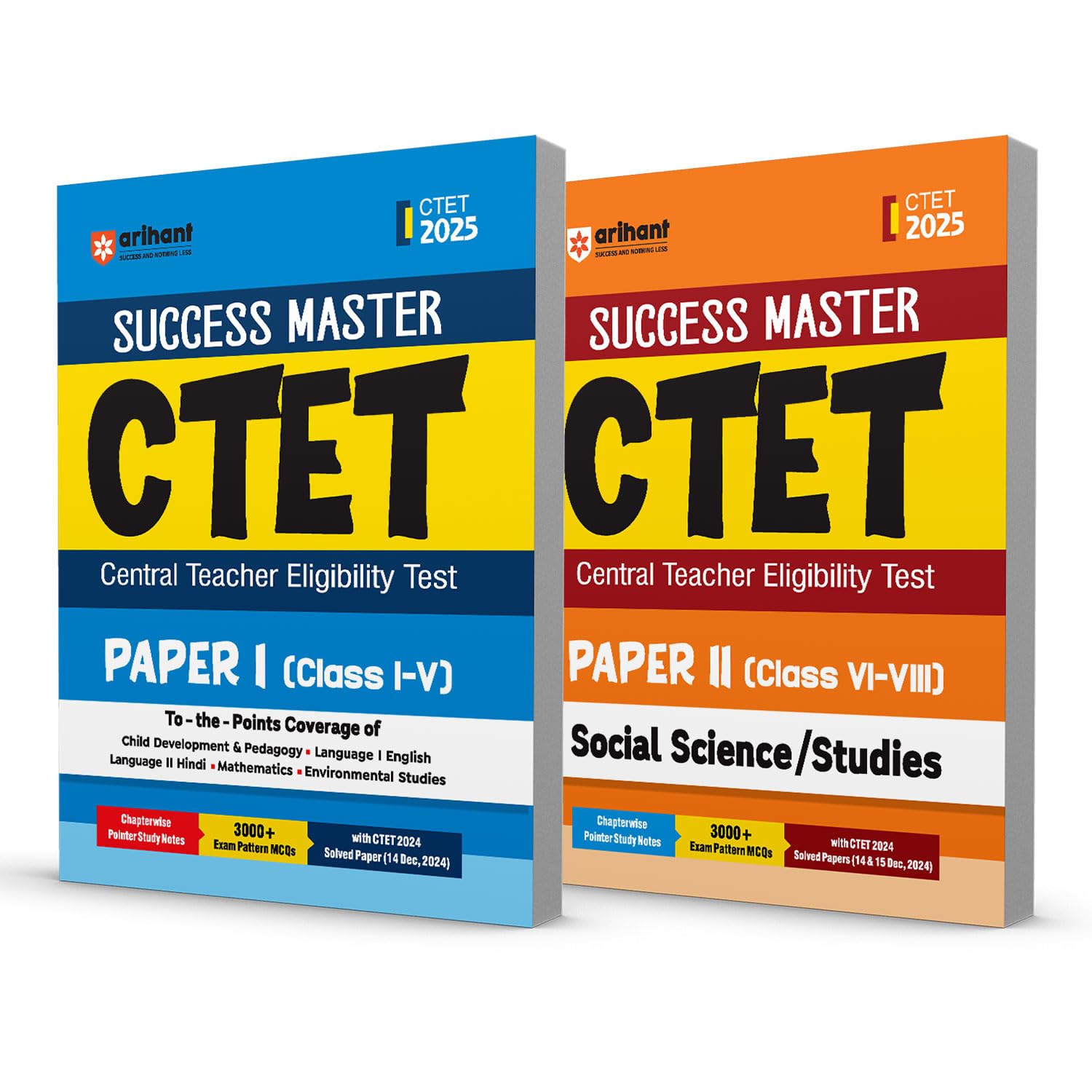 Arihant CTET 2025 Class IV (Paper1) & Social Science/Studies Class VIVIII (Paper2) Study Guide Combo | English Medium