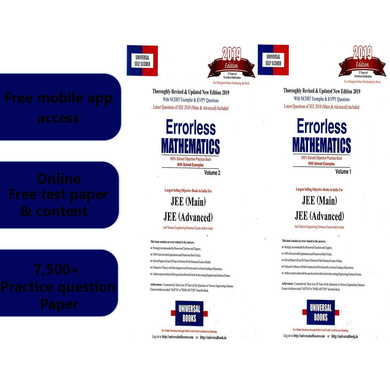 Universal Self Scorer Errorless Mathematics for JEE Main & Advanced (2 Volume) 2019 Edition by Universal Books
