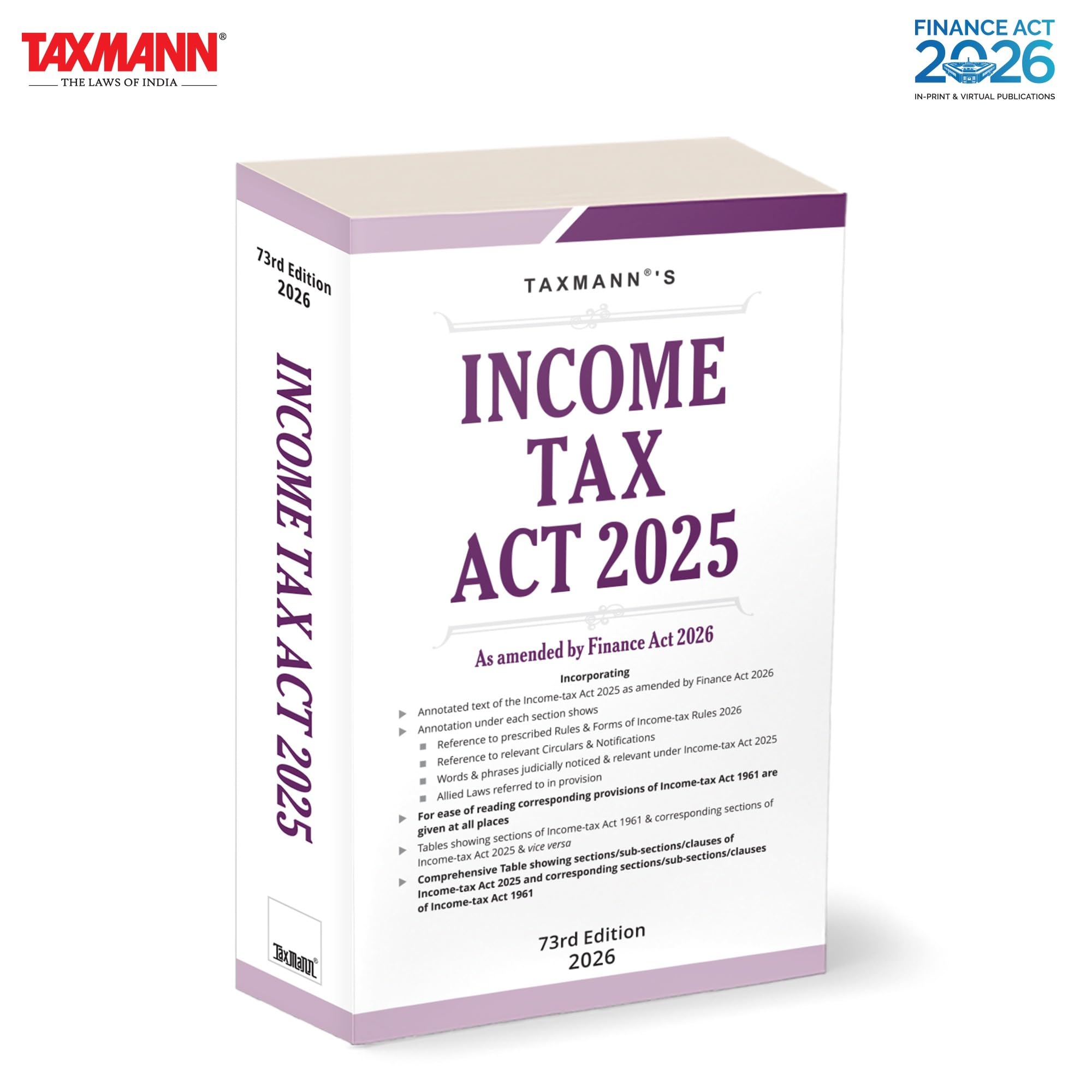 Taxmanns IncomeTax Act 2025 [Finance Act 2026]  Fully Annotated ReferenceIncorporating Fourdimension Sectionlevel Annotat