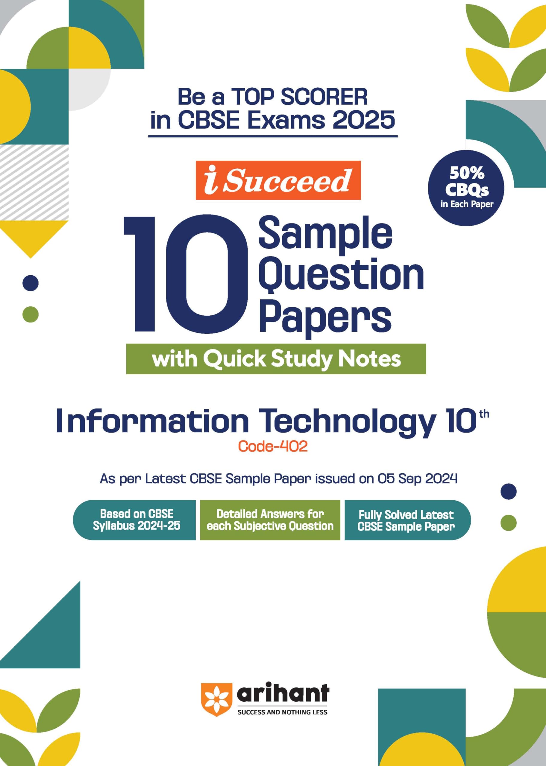 (Old Edition) Arihant i Succeed 10 Sample Question Papers for Information Technology Class 10th Exam 2025