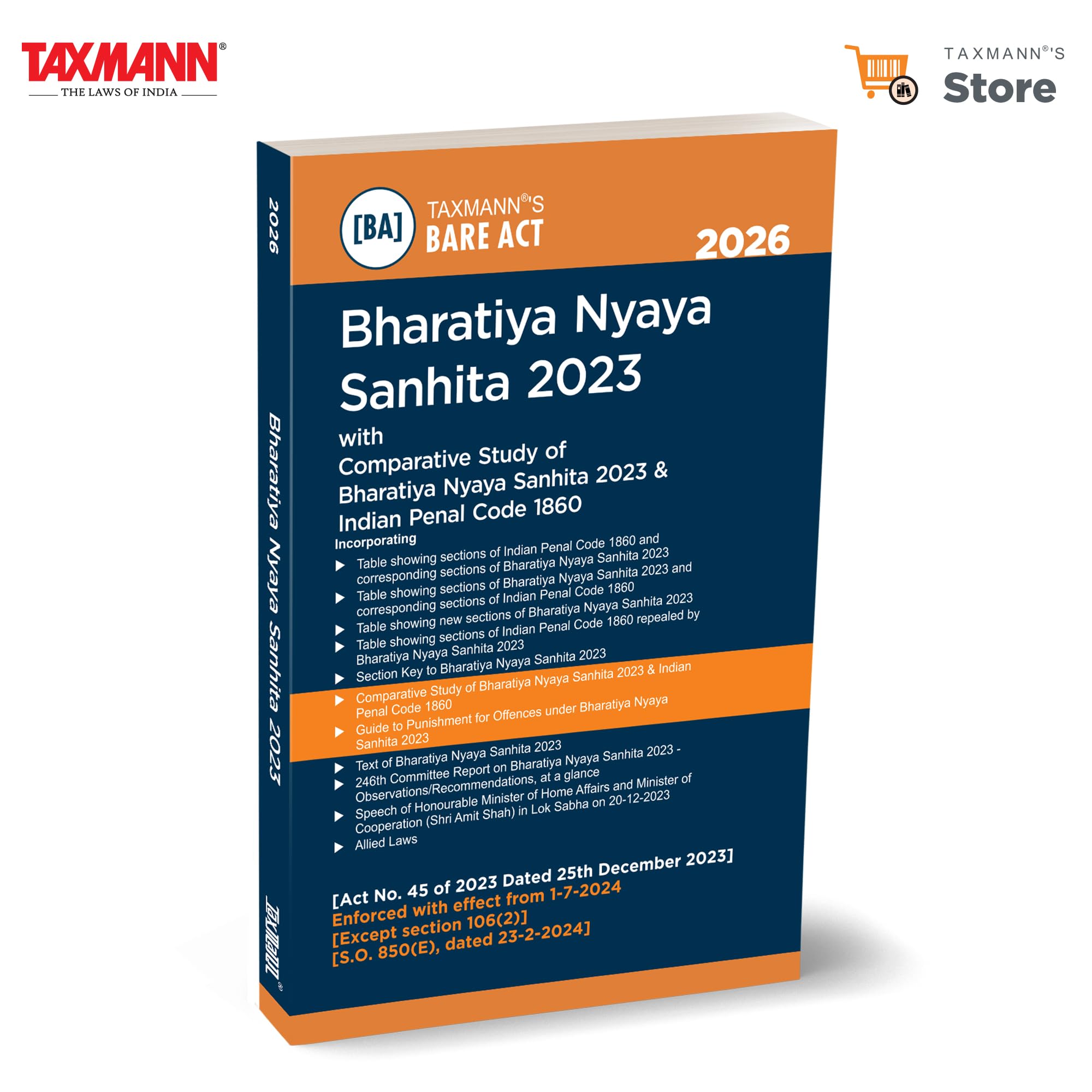 Taxmanns Bharatiya Nyaya Sanhita 2023 [Bare Act]  Affordable Edition | Presenting the Complete Statutory Text Supported by Co