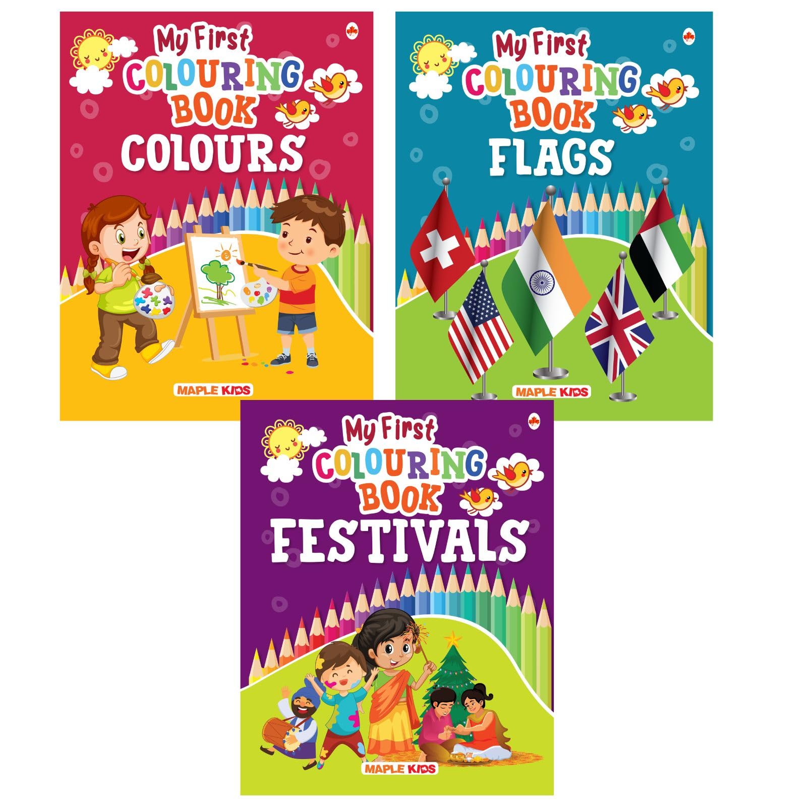 Colouring Books  4 (Set Of 3 Books)  Flags, Festivals, Colours