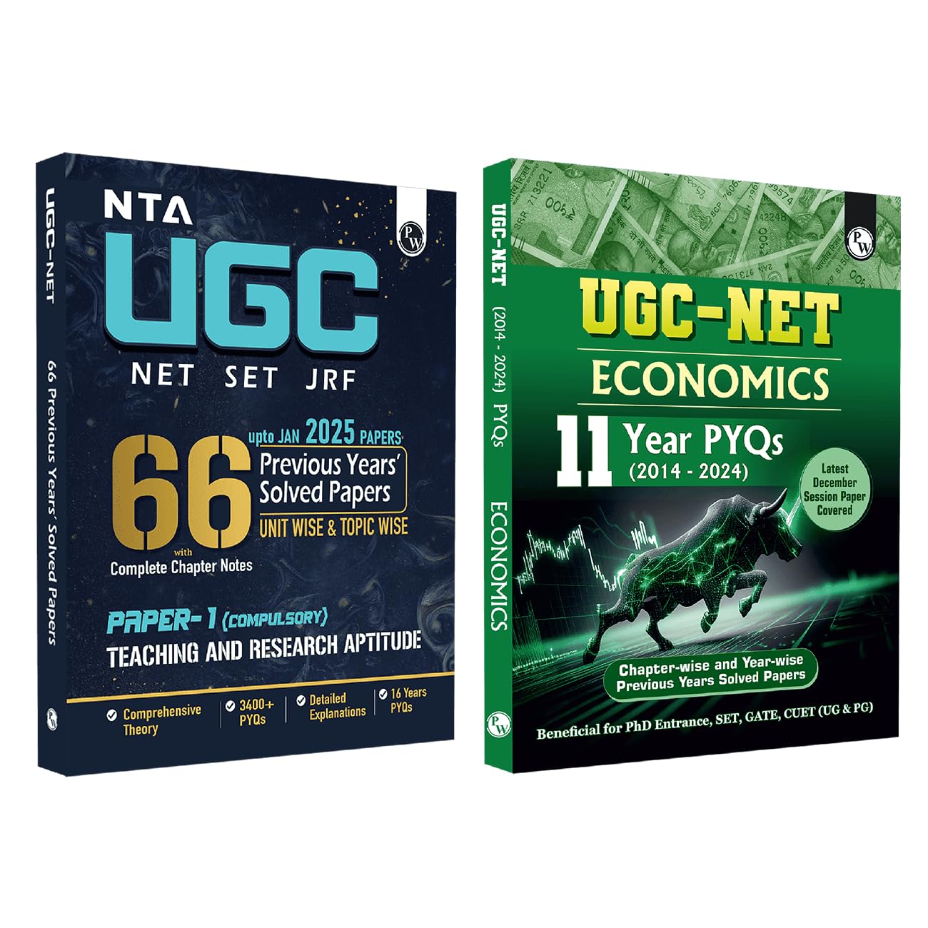 PW NTA 66 UGC NET Paper 1 (Teaching & Research Aptitude) 16 Years PYQs with Complete Chapter Notes + Economics (Paper 2) 11 Year