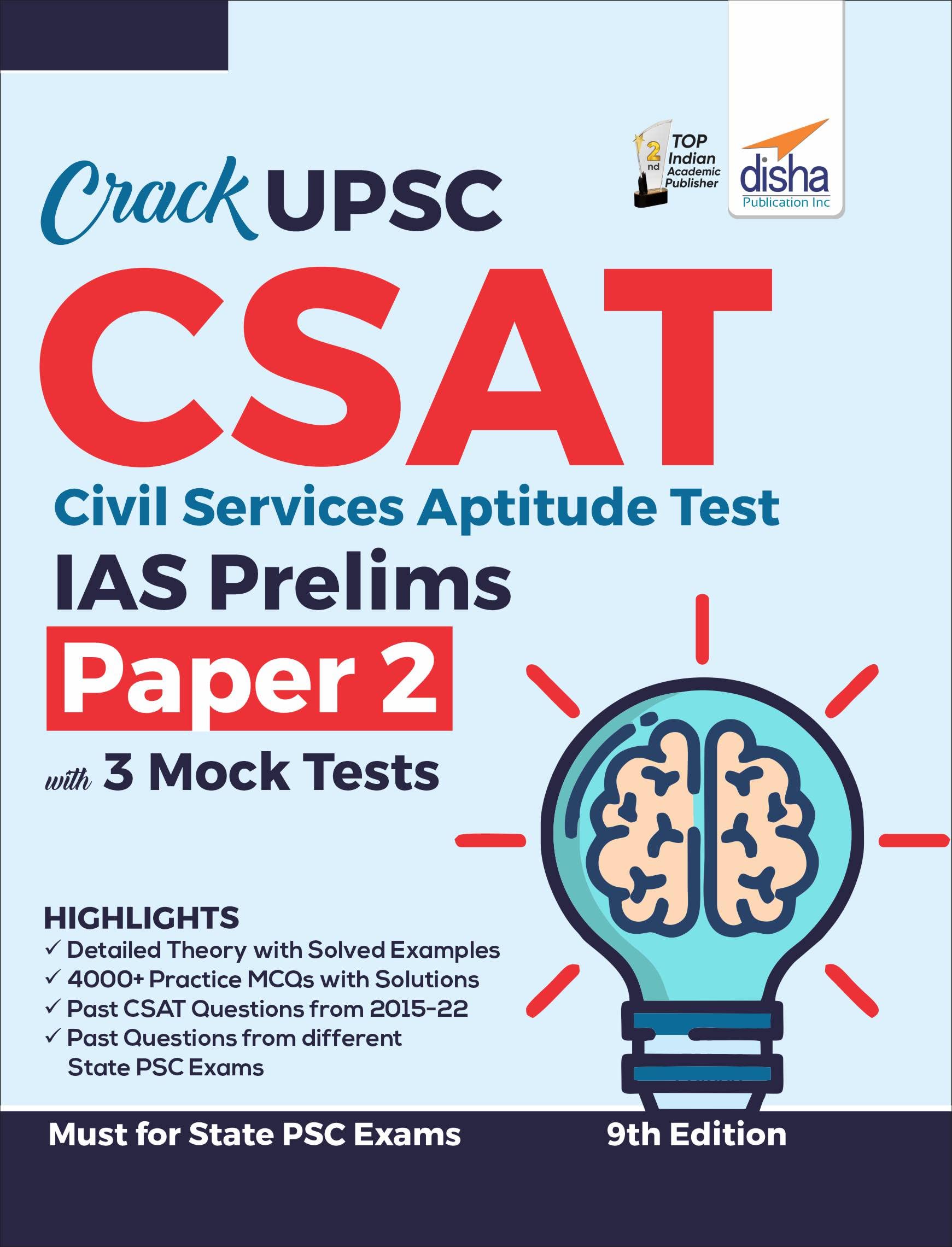 Crack Upsc Csat Civil Services Aptitude Test Ias Prelims Paper 2 With 3 Mock Tests 9Th Edition