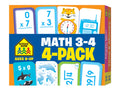 School Zone  Math 34 4Pack Flash Cards  Ages 6+, 3rd Grade, 4th Grade, Multiplication 012, Division 012, Math War Multipli