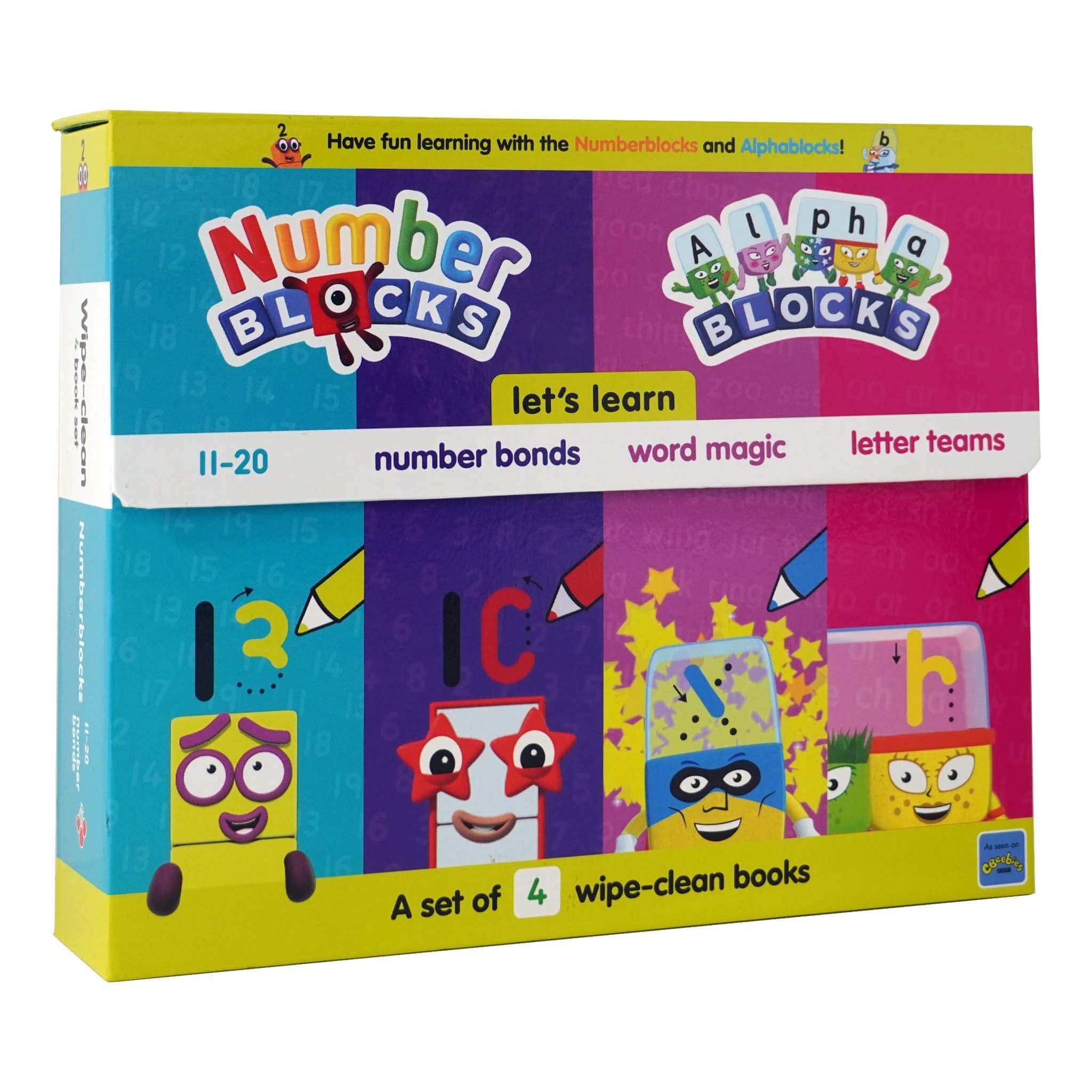 Numberblocks and Alphablocks: Lets Learn Numbers and Letters 4Book WipeClean Box Set: 4 Wipeclean books with pens included