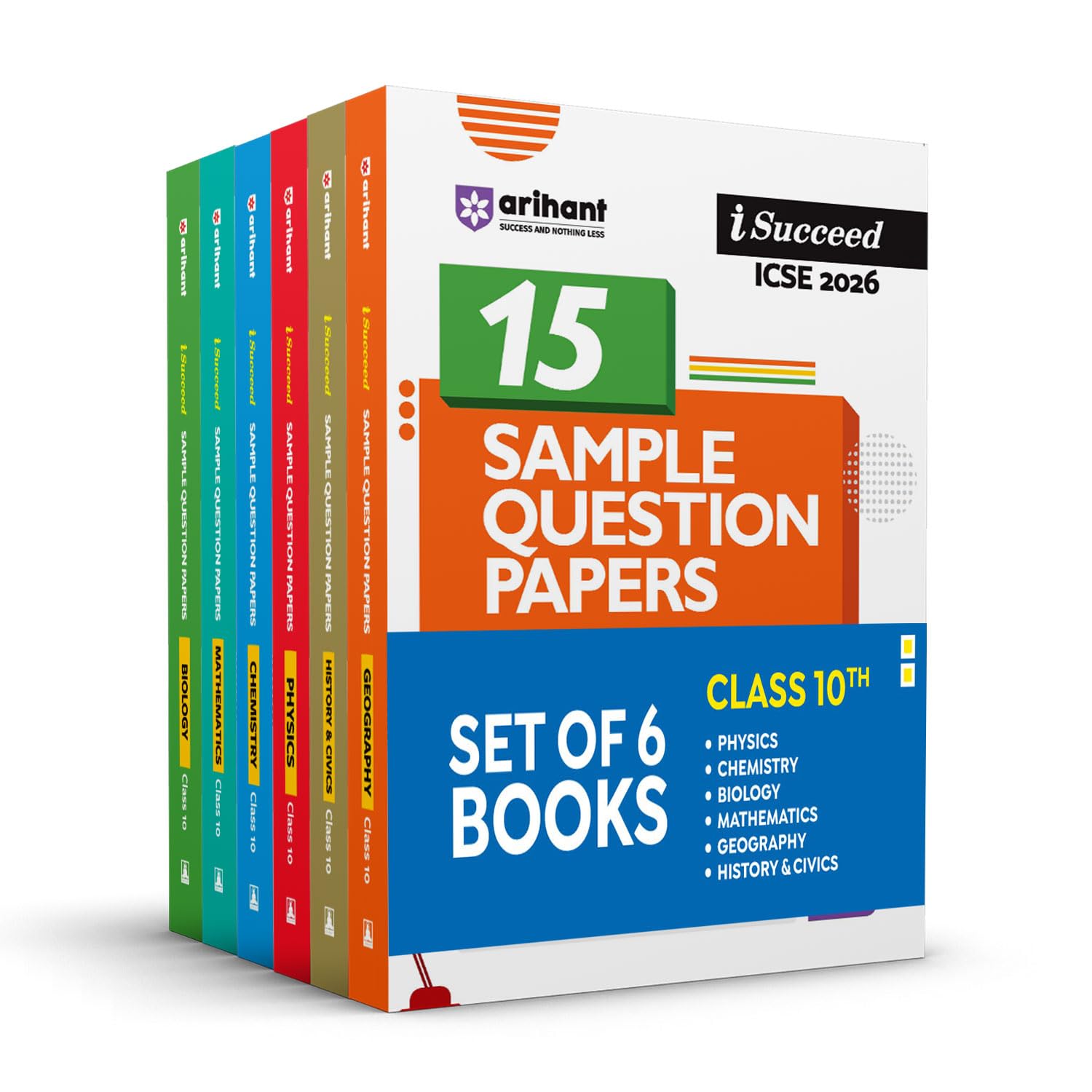 Arihant I Succeed ICSE Sample Question Papers Chemistry, Physics, Biology, Mathematics, Grography, History & Civics Class 10 | I