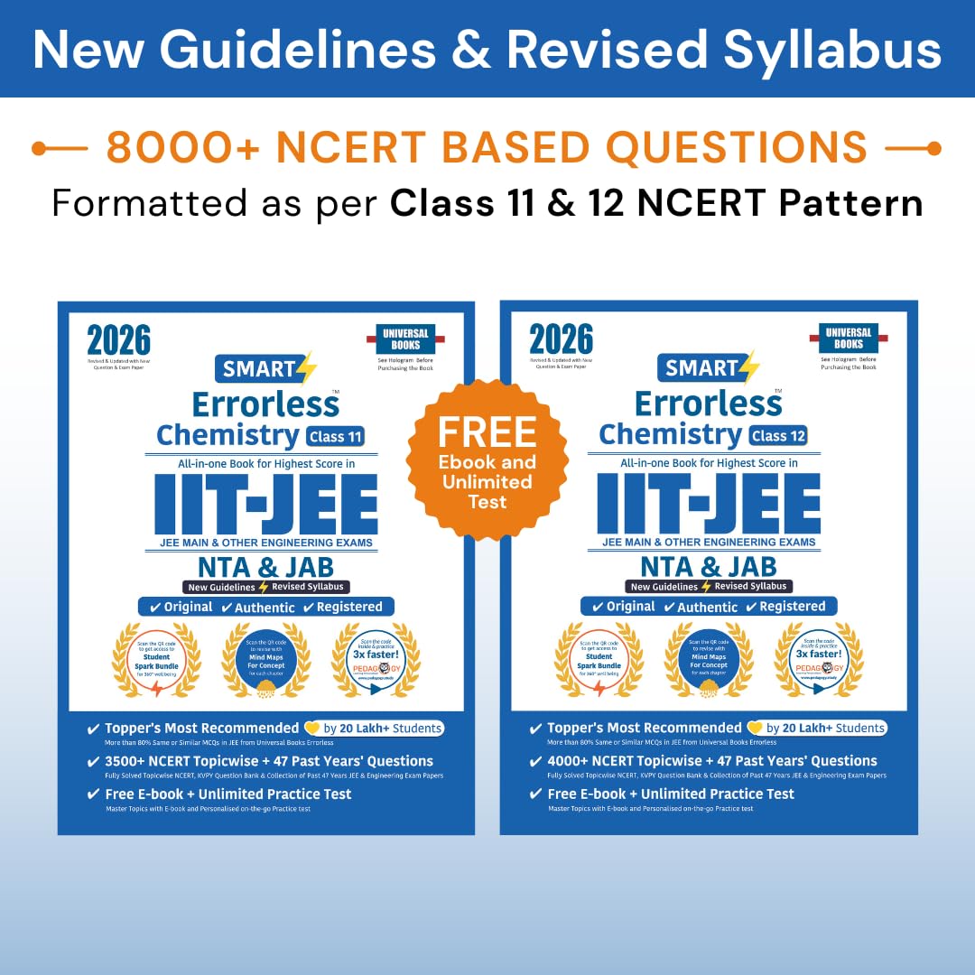 Smart Errorless Chemistry Class 11 & 12 for IIT JEE Main (2026) | NCERT Based | 8000+ New Pattern Questions | Revised Syllabus |
