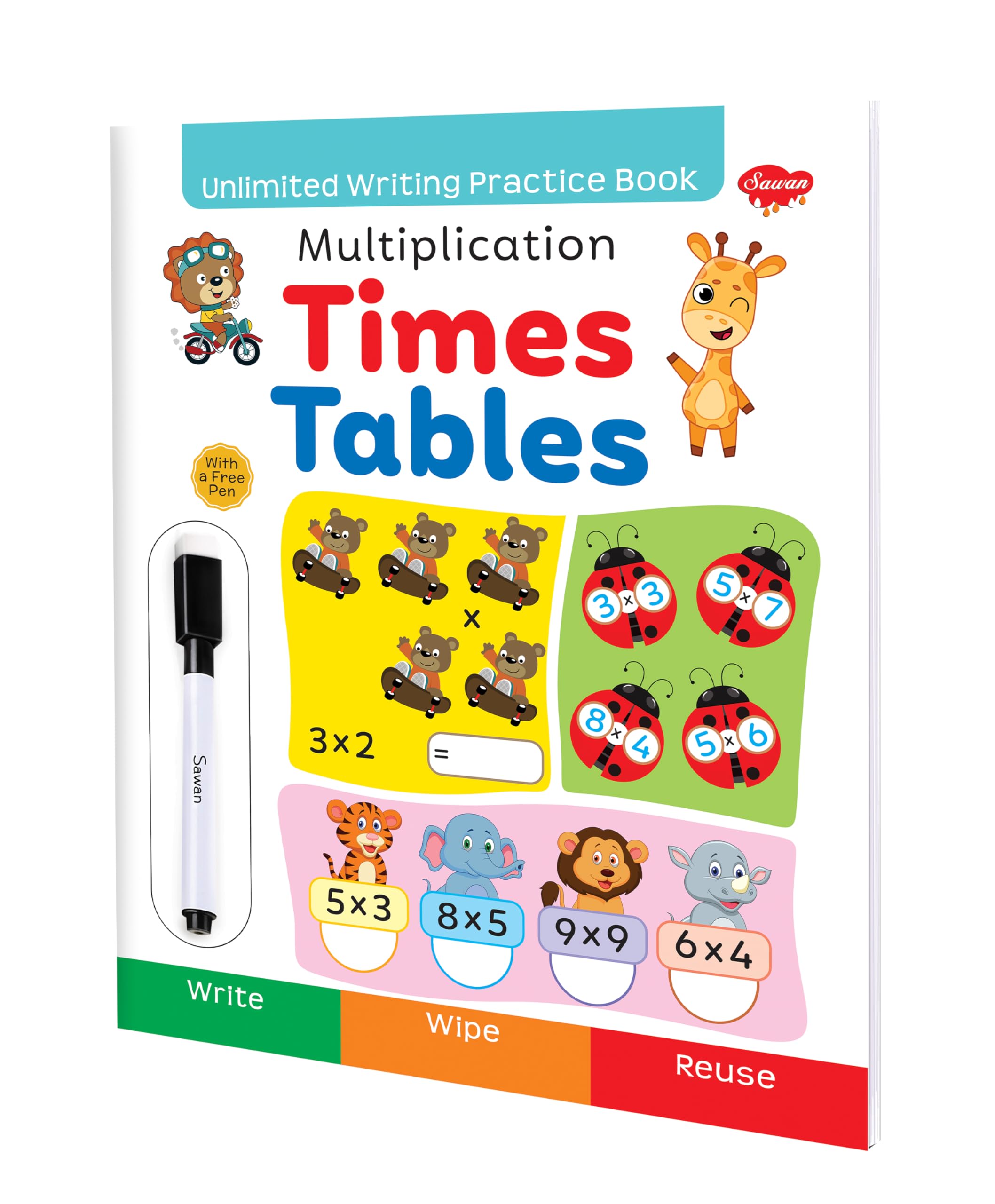 Multiplication Times Tables book : Unlimited Writing Practice book  Educational book for kids, Children learning Maths book wit