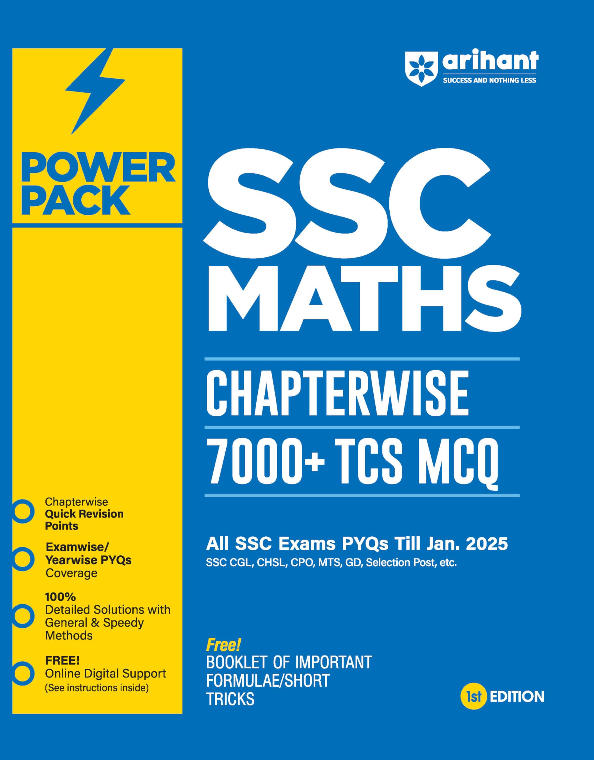 Arihant Power Pack Series for SSC Maths | Chapterwise 7000+ TCS MCQ | All SSC Exams PYQs Till Jan.2025 | Quick Revision Theory, 