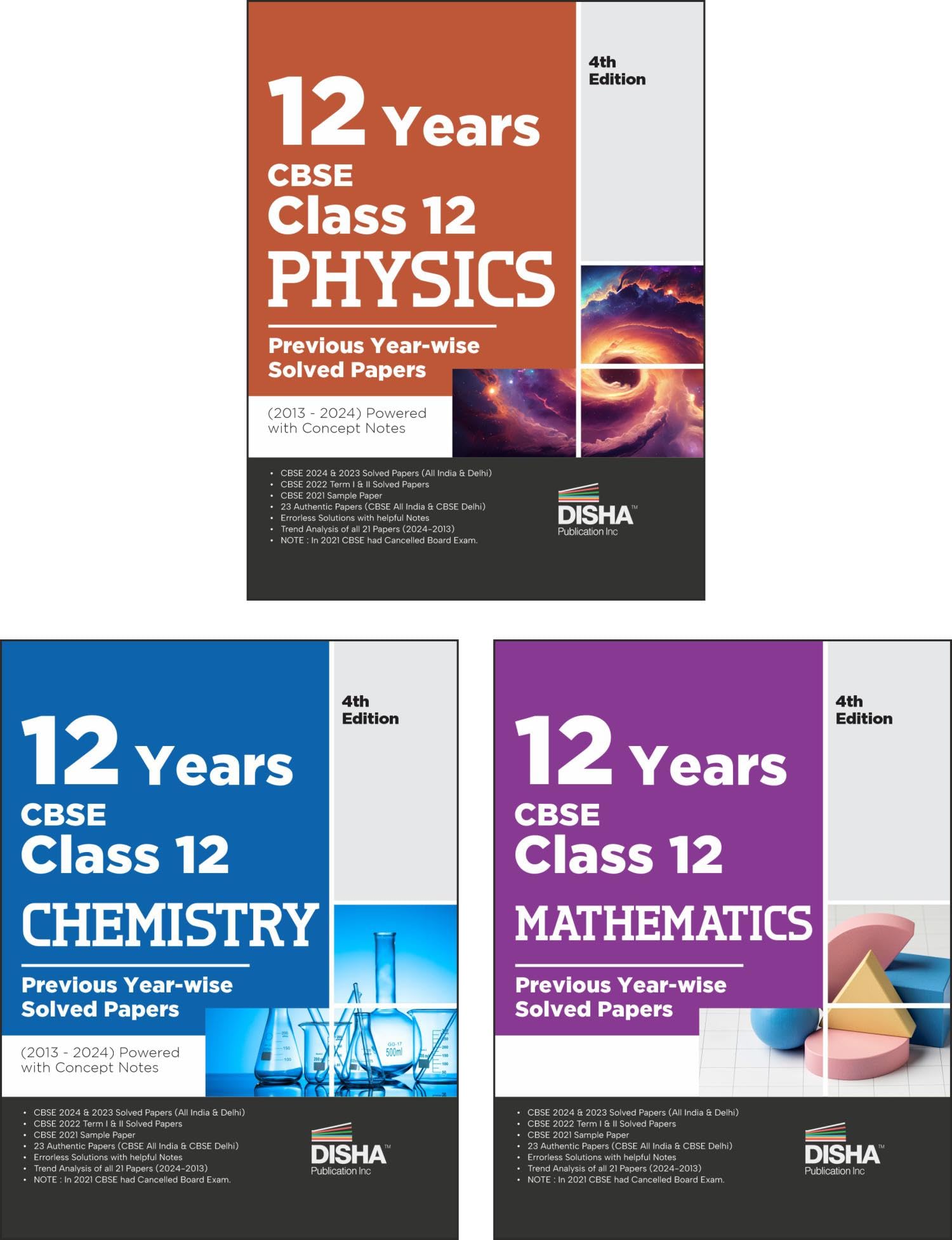 Combo (Set Of 3 Books) 12 Years Cbse Class 12 Physics, Chemistry & Mathematics Previous YearWise Solved Papers (2013  2023) Po