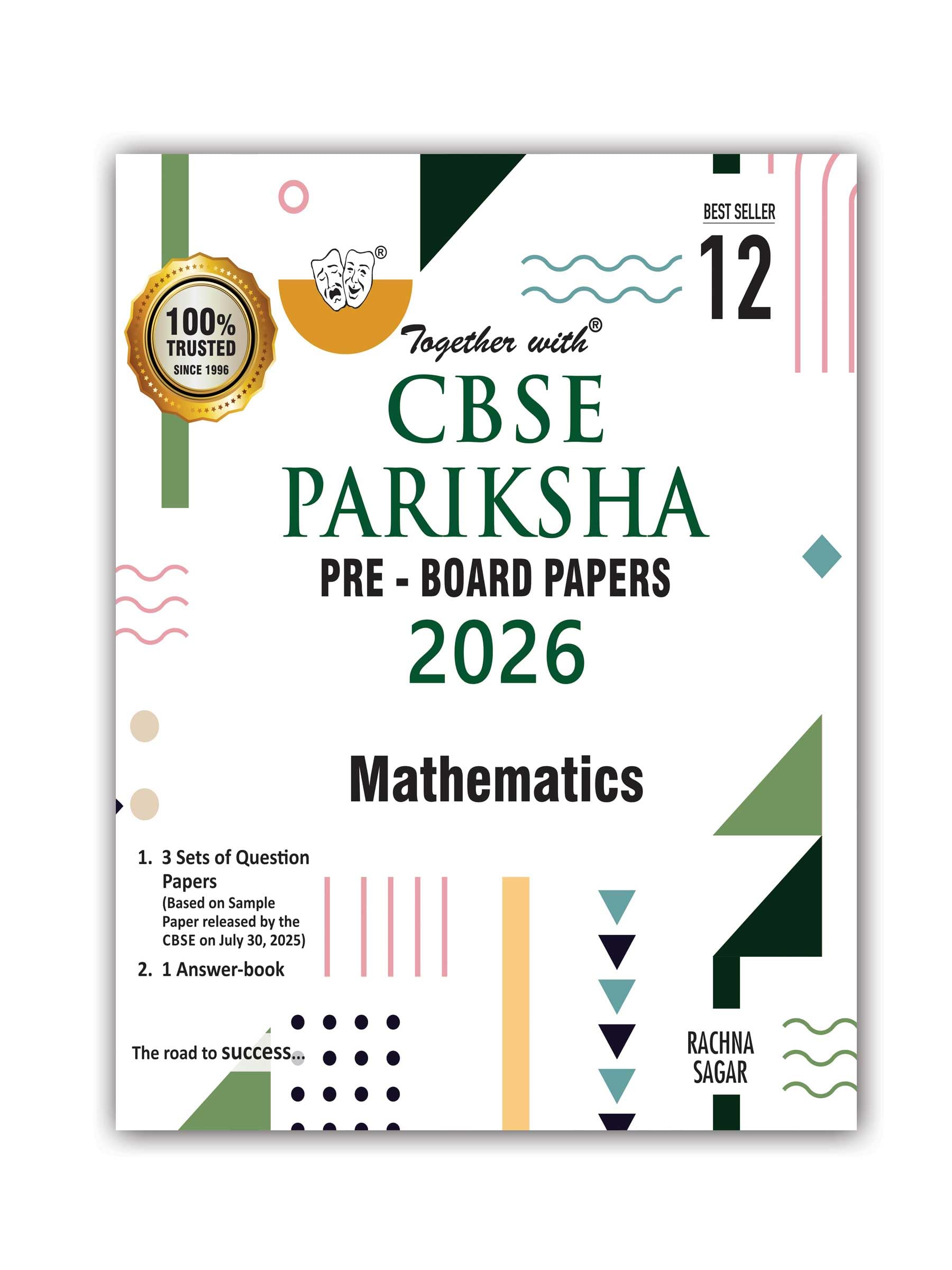 Together with CBSE Pariksha PreBoard Papers for Class 12 Maths | 3 Question Papers + Answer Booklet | Board Examination 2026