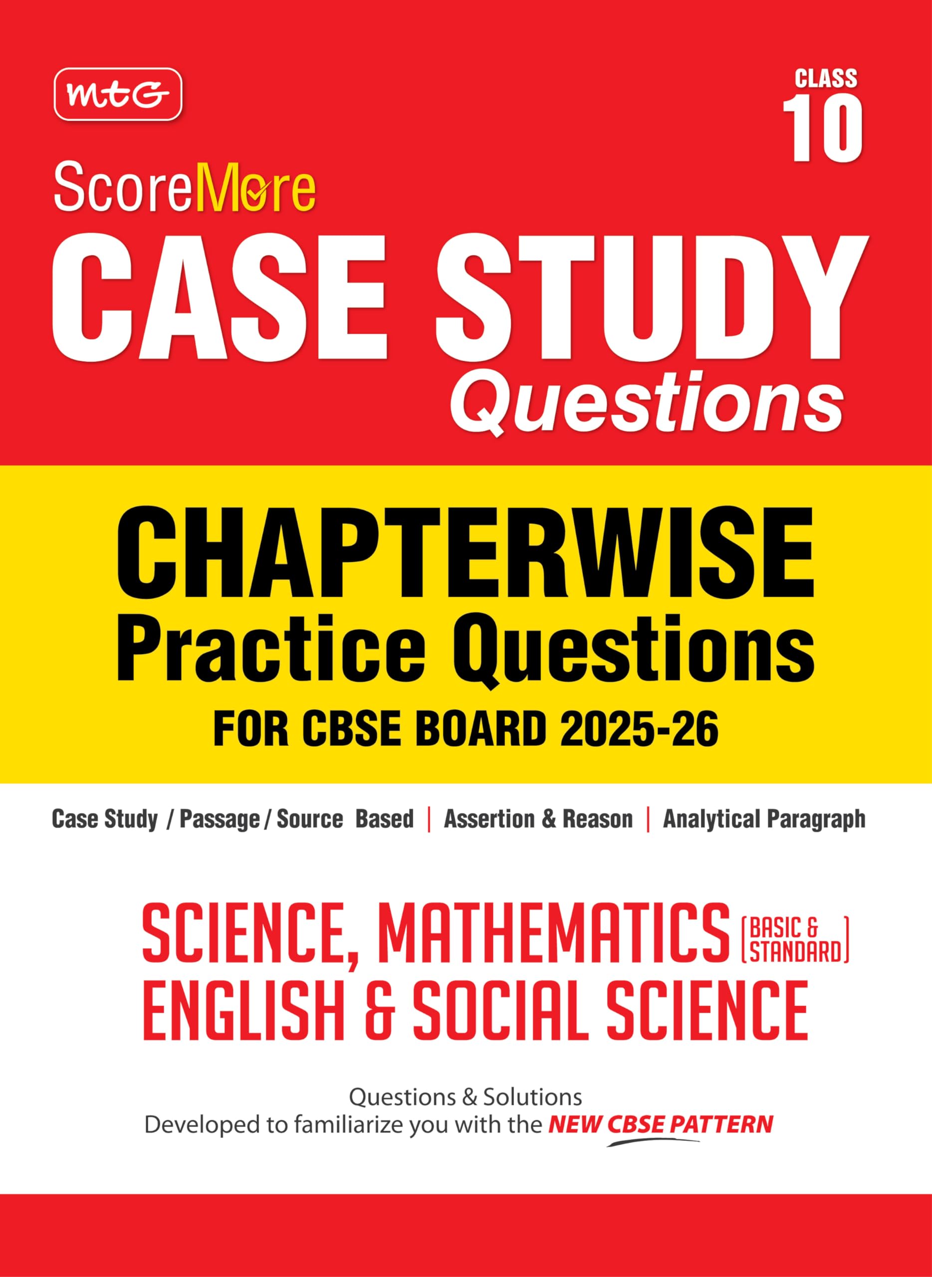 MTG CBSE Class10 ScoreMore Case Study Chapterwise Practice Questions Bank Science, Mathematics Basic & Standard, English & Soci