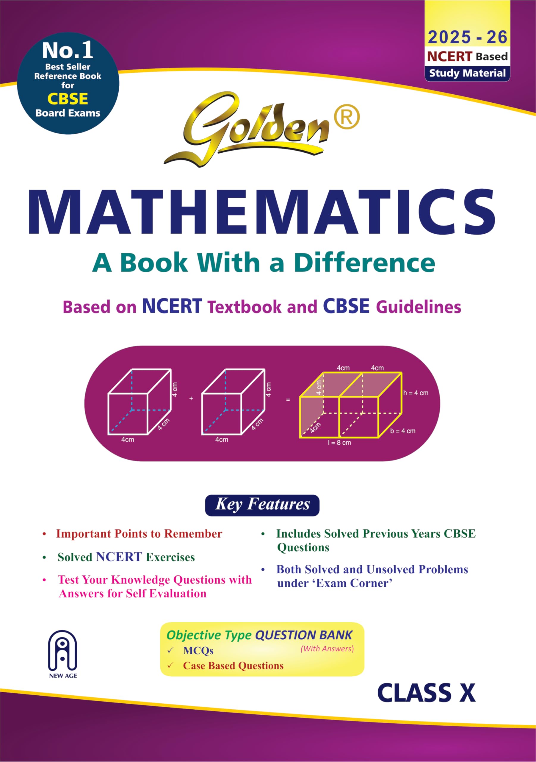 Golden Mathematics Study Material Based on NCERT for Class10 | For CBSE 2027 Board Exams | Solved NCERT Exercises | Objective T