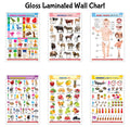 Childrens Gloss Laminated Wall Charts : Alphabet, Fruits, Animals, Body Parts, Numbers and Shapes & Colours  Learning Posters 