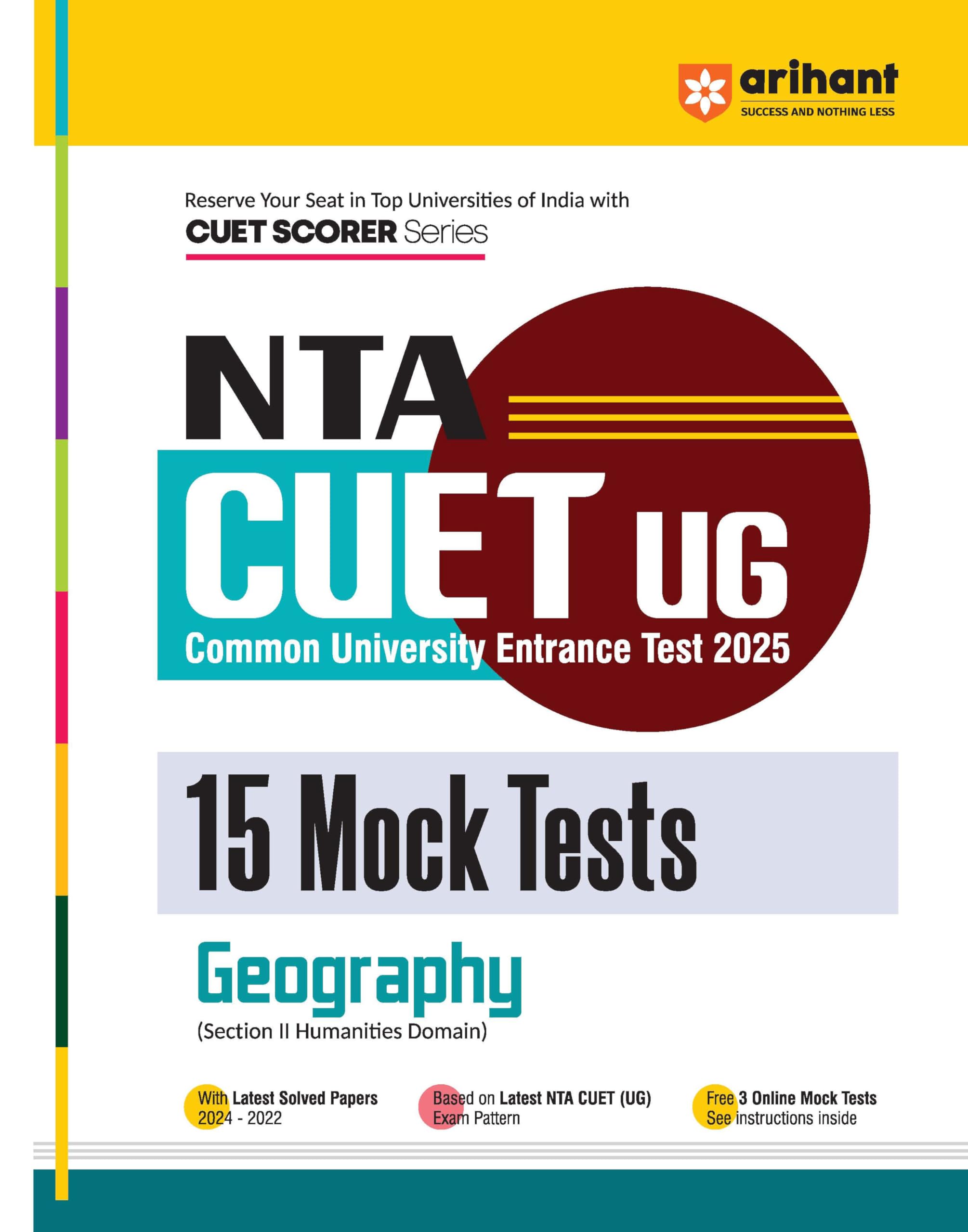 (Old Edition) Arihant NTA CUET MOCK TESTS GEOGRAPHY Exam 2024