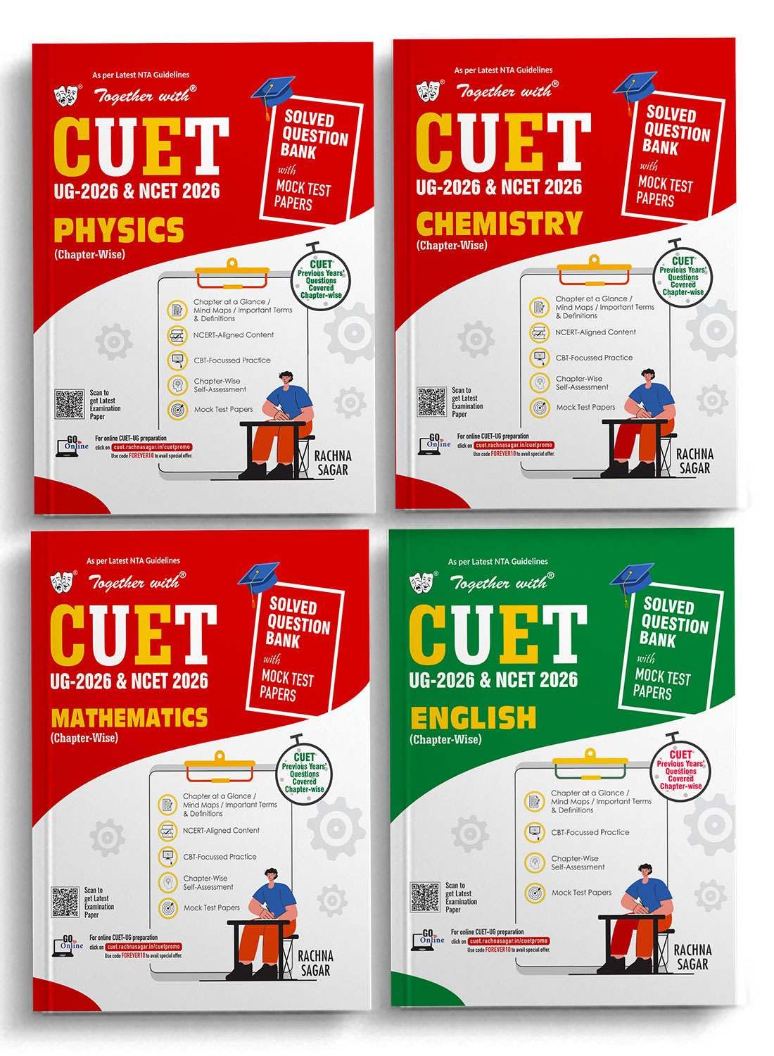 Together with MCQ based Question Banks for CUET UG & NCET 2026 Exam | Combo Set of 4 Books Physics, Chemistry, Mathematics, Engl
