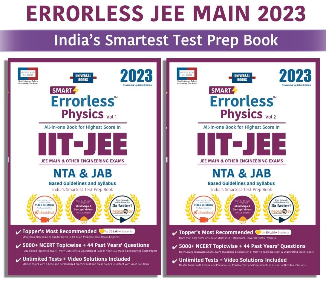 Errorless Physics JEE Main & Advanced 2022  (Set of 2 Vol.)  NTA  Universal Books  Universal Self Scorer