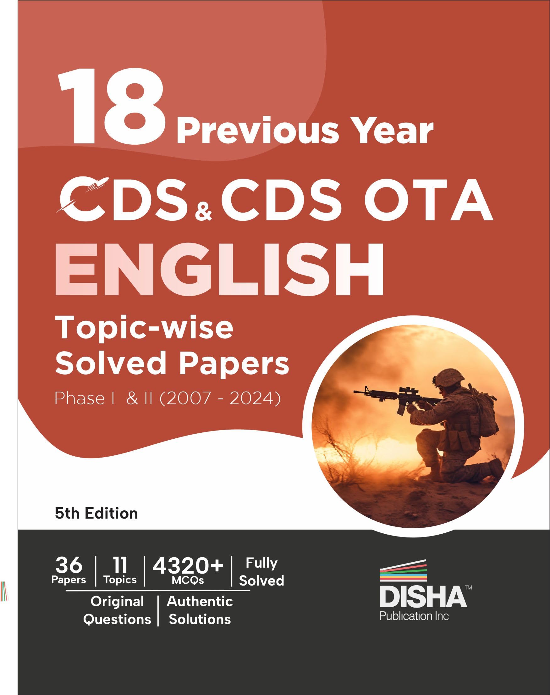 Disha 18 Previous Year Cds & Cds Ota English TopicWise Solved Papers Phase I & Ii (2007  2024) 5Th Edition | Combined Defence 