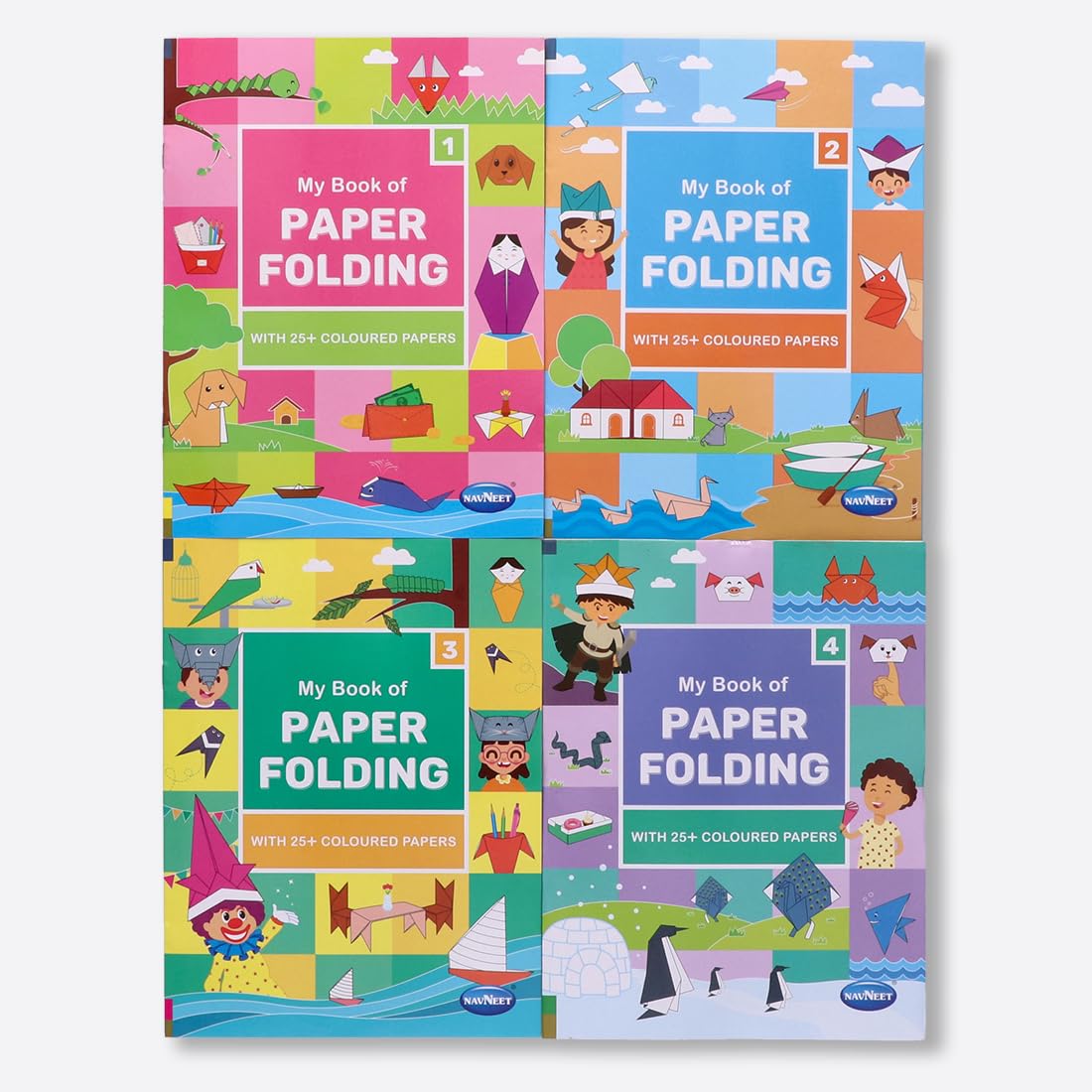 Navneet My Book Paper Folding  Set Of 4 Books  With Craft Papers Paper Origami For Beginners Step By Step Illustrated Instru
