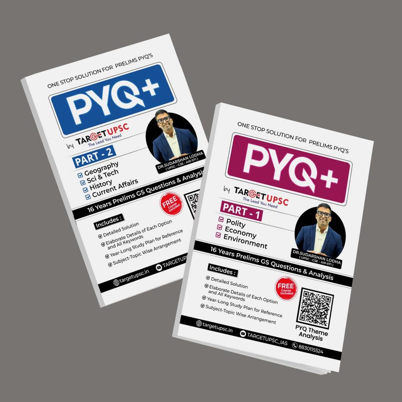 Target UPSC PYQ+  16 Years Prelims GS Questions & Analysis  Part 1 & 2  Combo Set of 2 Book  Includes Free Course  Latest 2