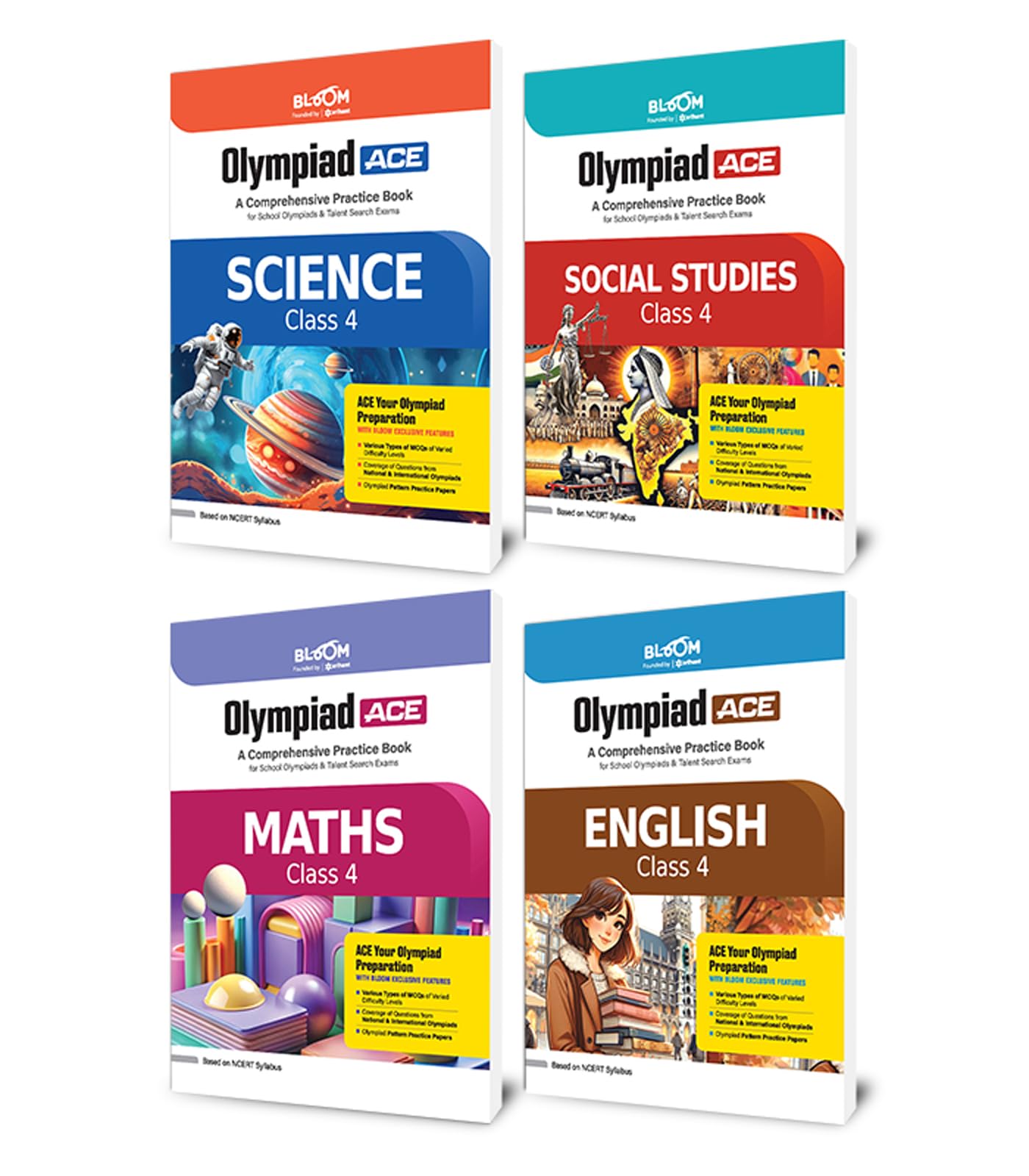 Arihant Bloom Olympiad ACE Science, Social Studies, Mathematics, English Class 4 | Comprehensive Practice Book with MCQs & Olymp