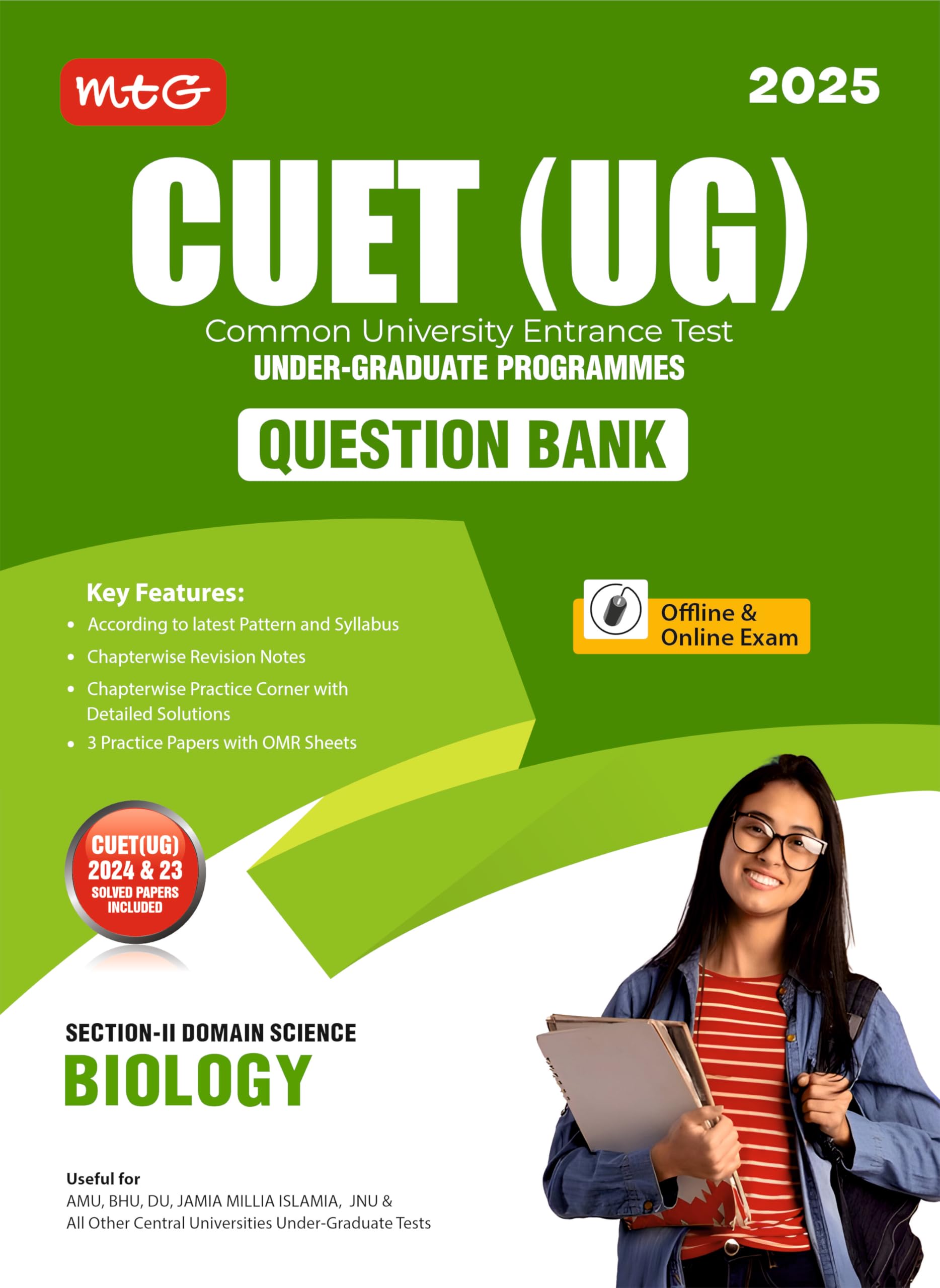 MTG NTA CUET (UG) Chapterwise Question Bank Biology With Practice Papers & OMR Sheet | Entrance Exam Preparation Book 2025
