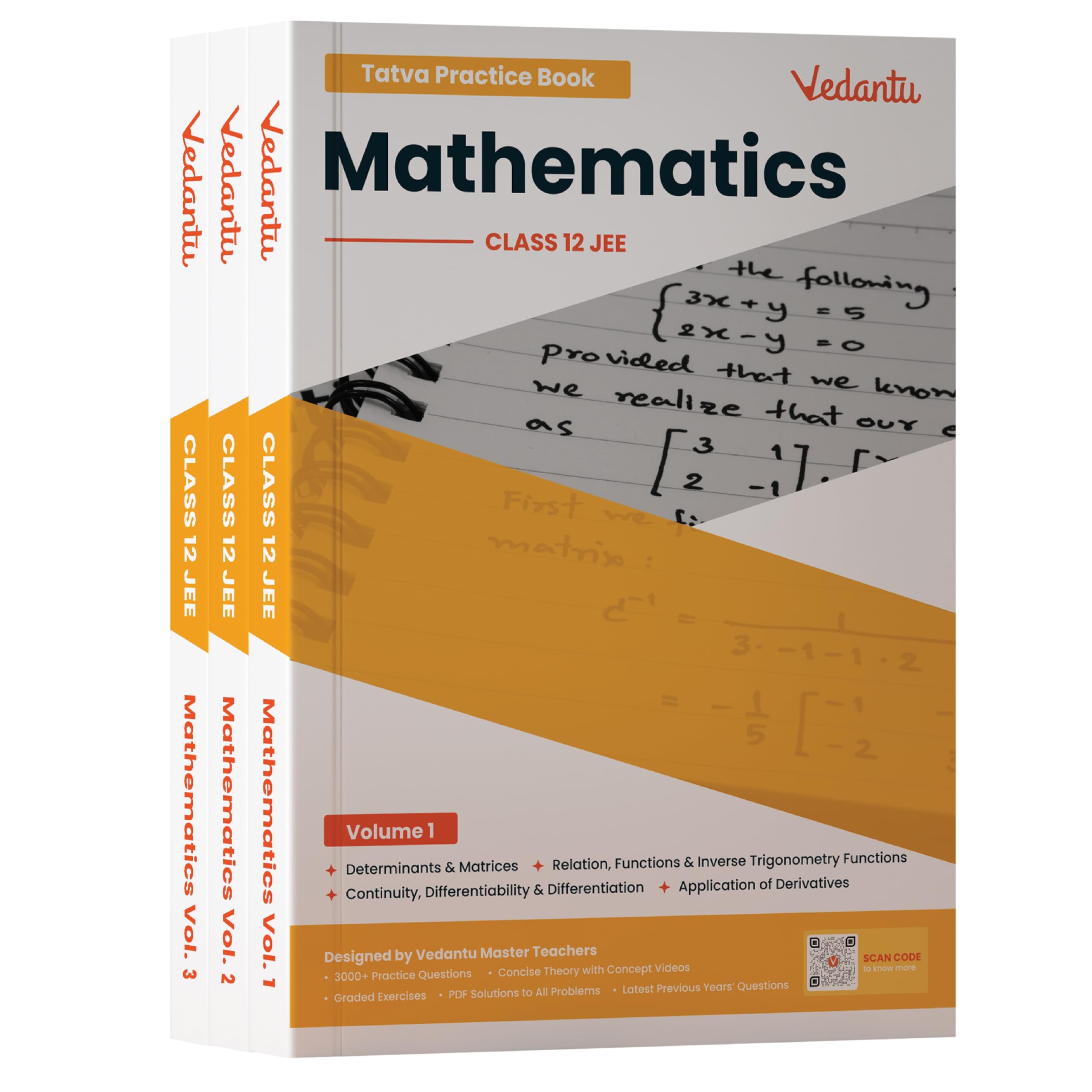 Vedantu JEE TATVA Class 12 Mathematics Book Set Of 3 | JEE 2026 Study Material | Interactive Learning with QR Code Videos & Solu